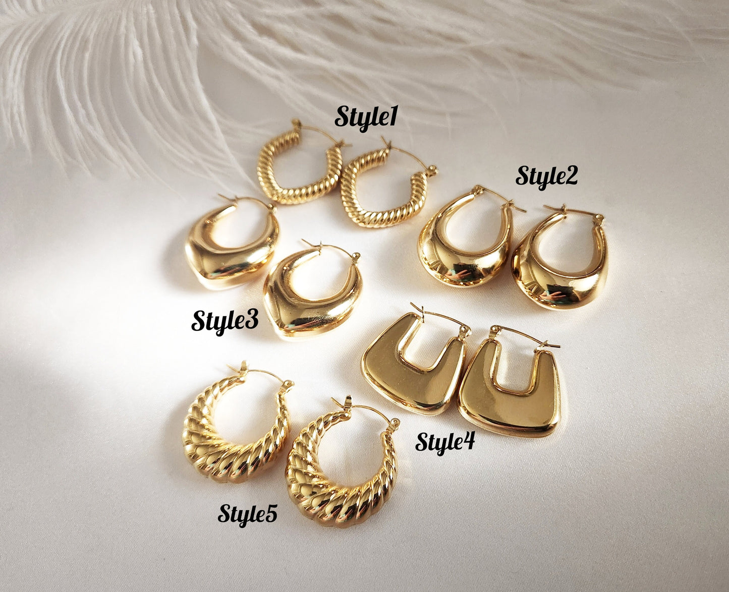 Gold Hoop Earrings , Waterproof , High Quality.