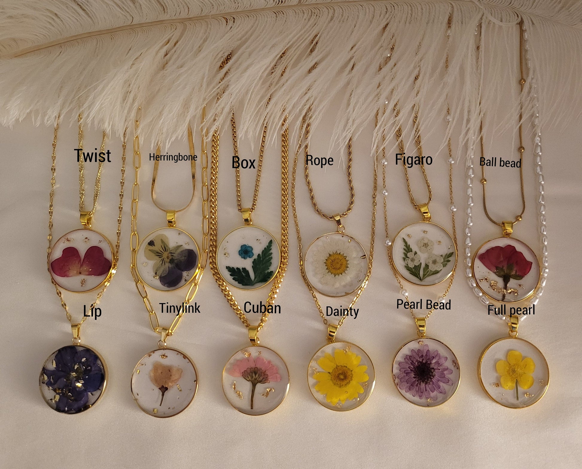 Real Dried Birth Month Flower Necklace, Birthday Gift.