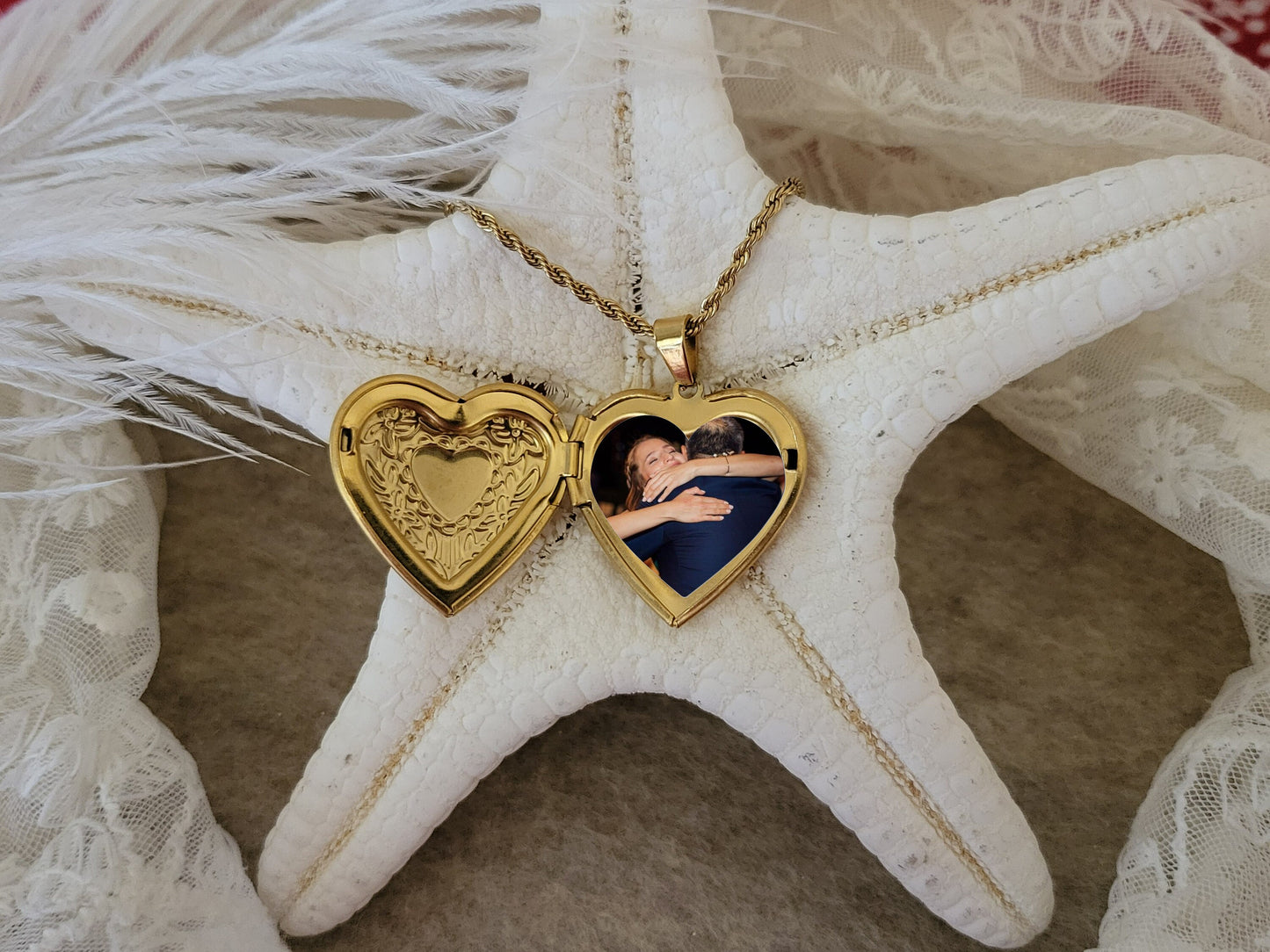 Big Heart Locket Necklace with Photo, Engraved Heart Locket, Personalized gift.