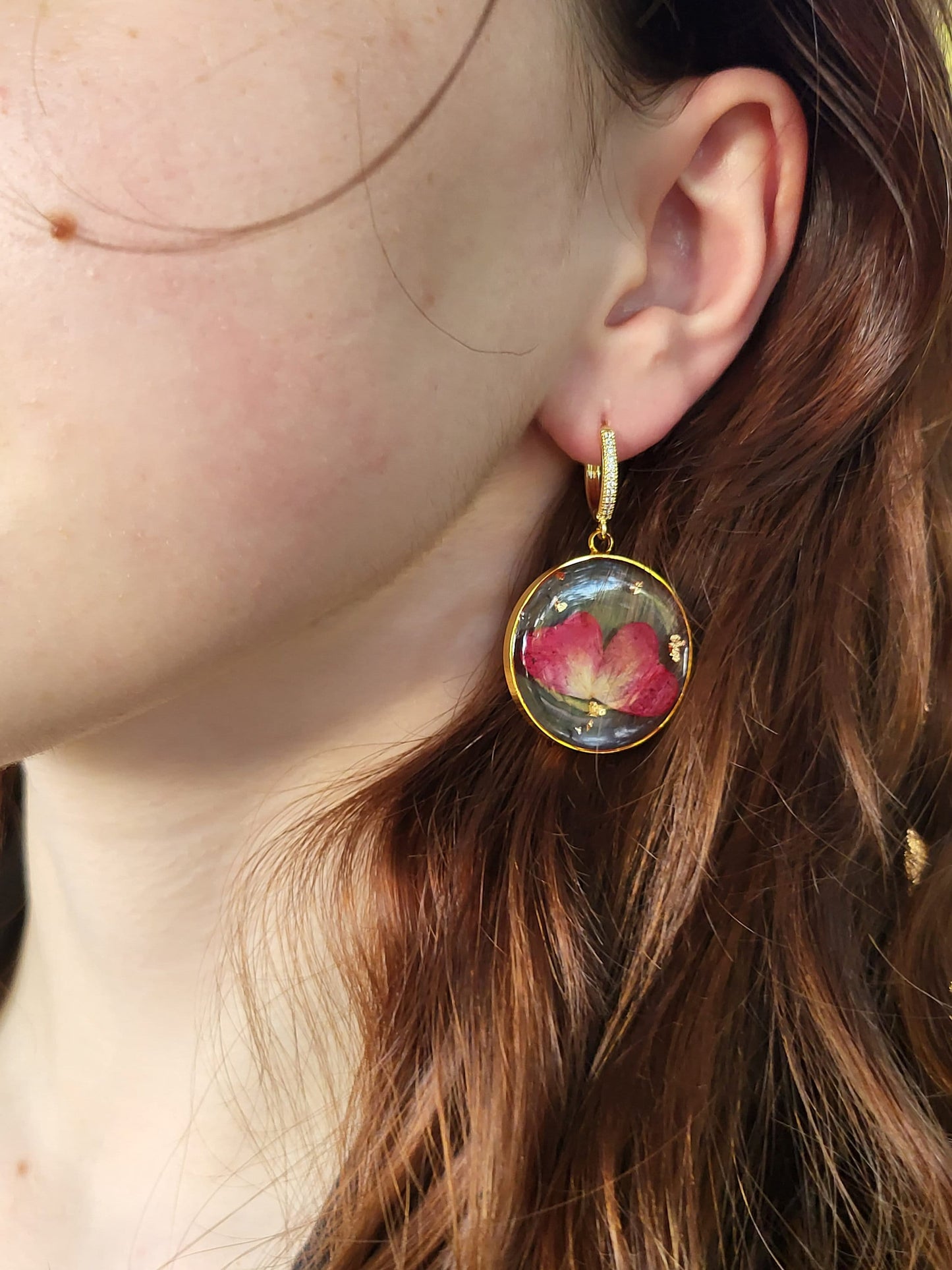 Real Dried Birth Month Flower Earrings, Birthday Gift.