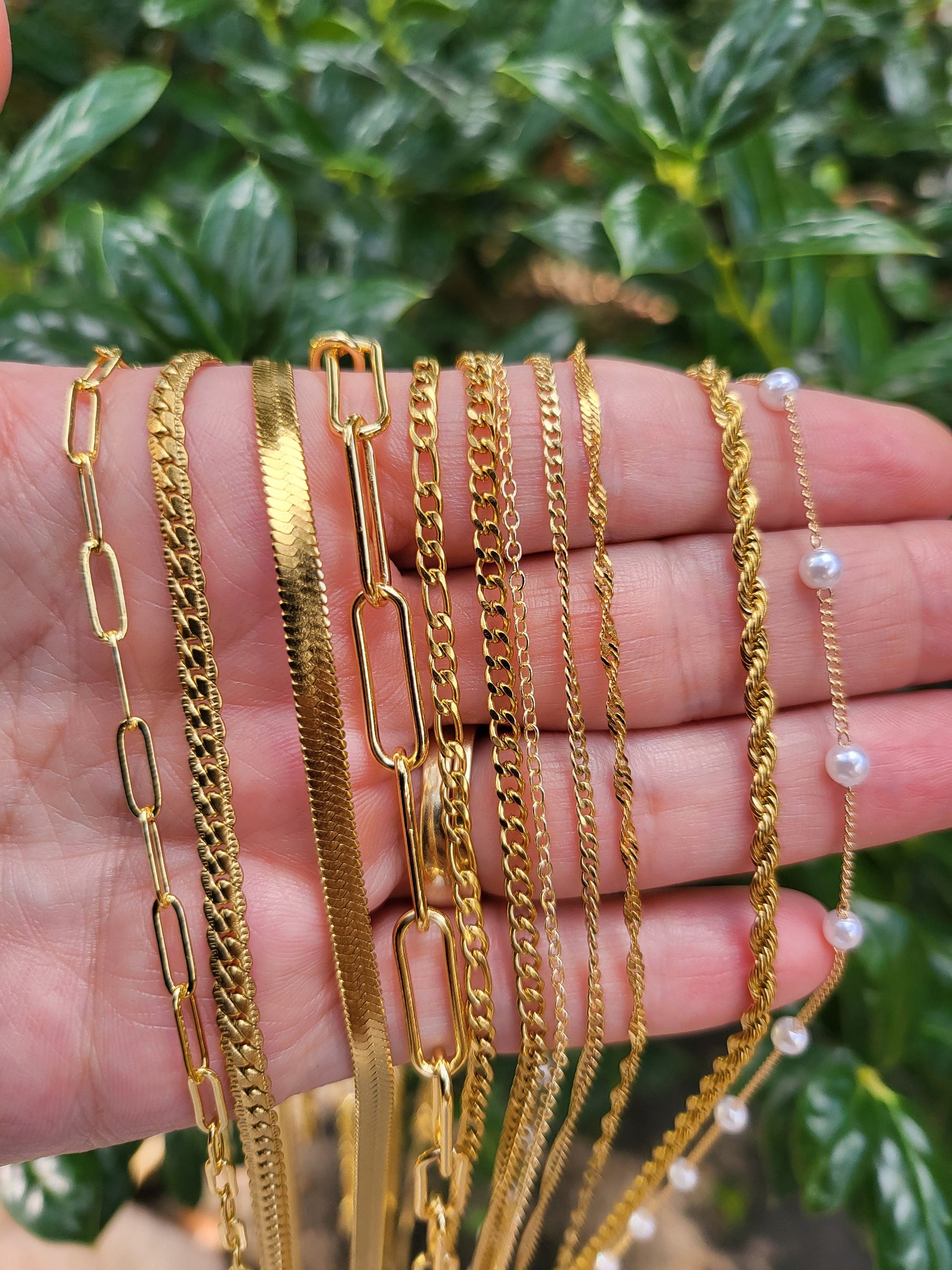 Gold Filled Non Tarnish Paperlink Chain Bracelet, WATERPROOF.