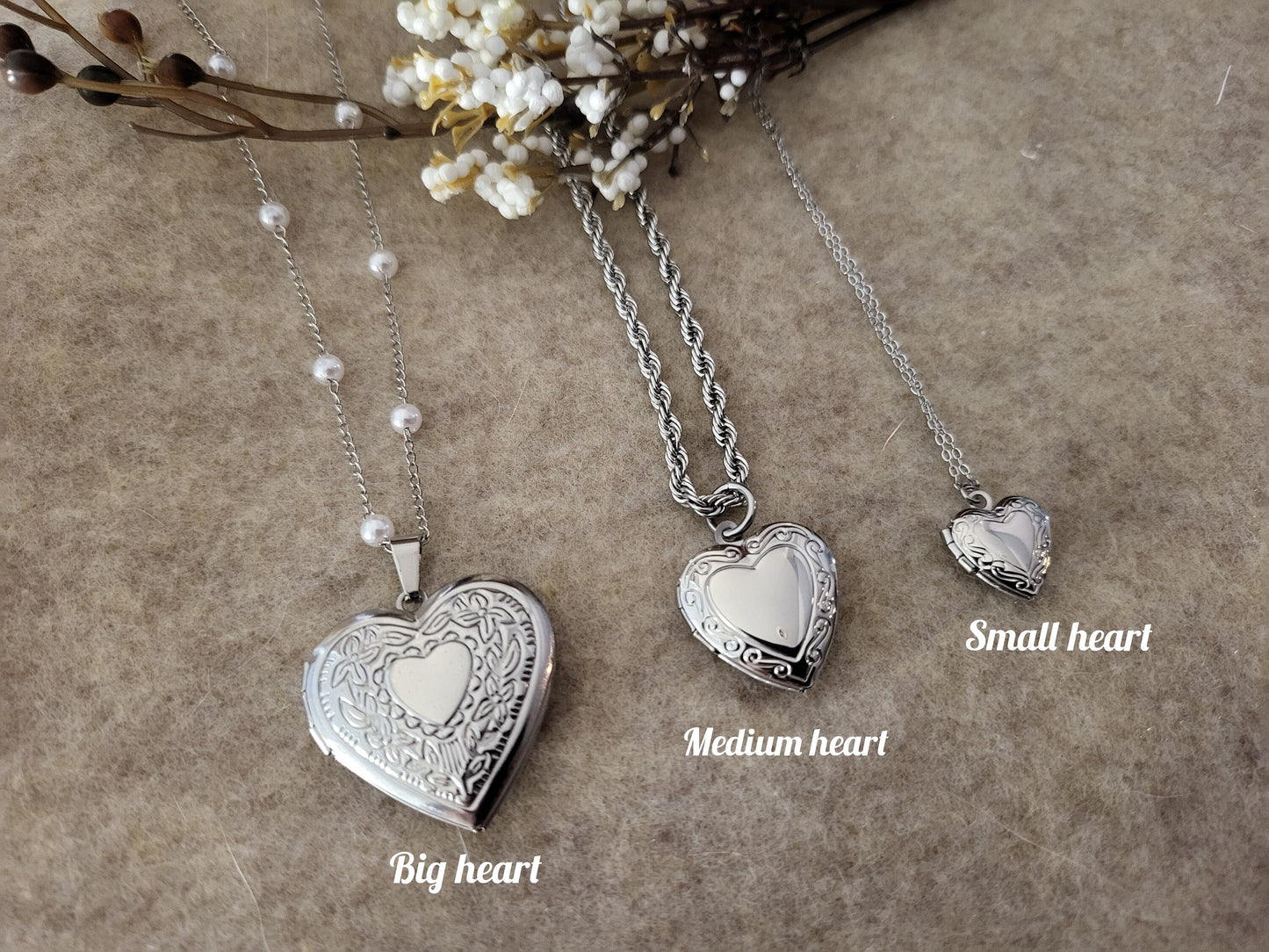 Silver Heart Locket Necklace with Photo, Engraved Heart Locket, Personalized gift.