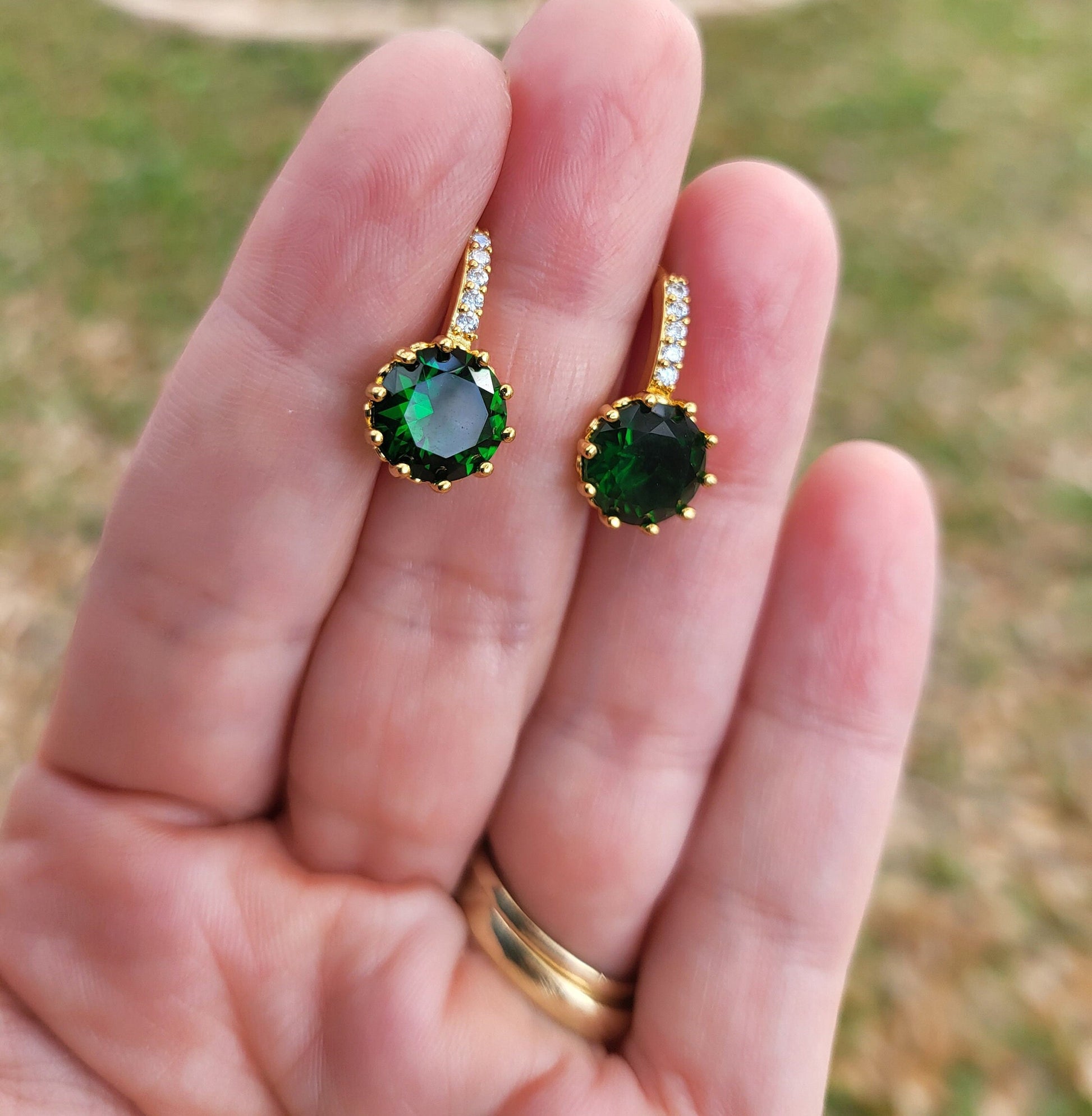 Jade Black -Emerald Green Earrings, Anniversary Gift.