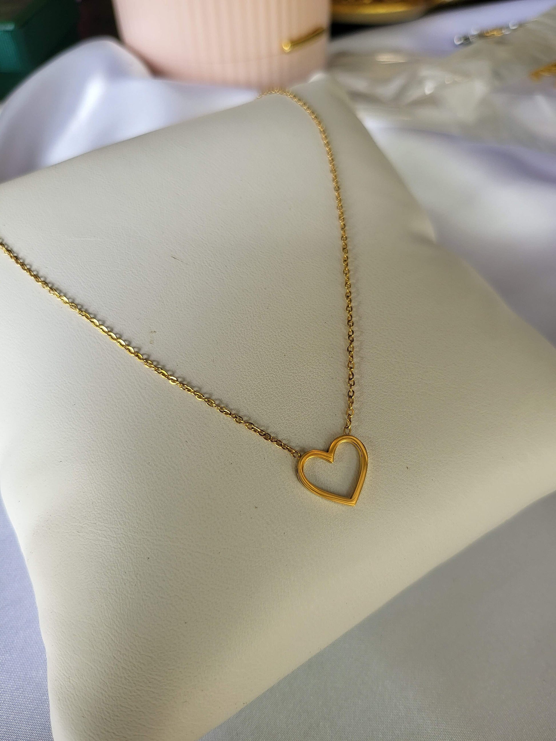 Gold Filled Heart Necklace ,Waterproof , Love Gift .