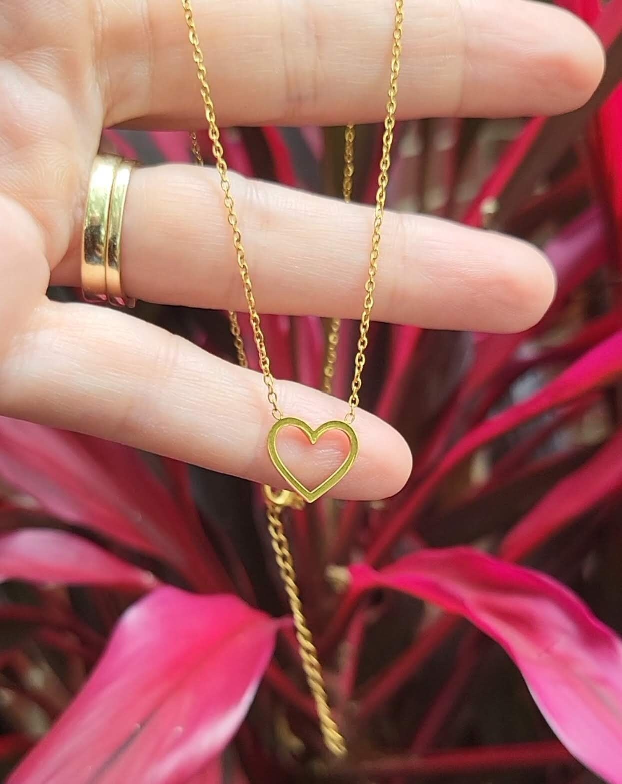 Gold Filled Heart Necklace ,Waterproof , Love Gift .