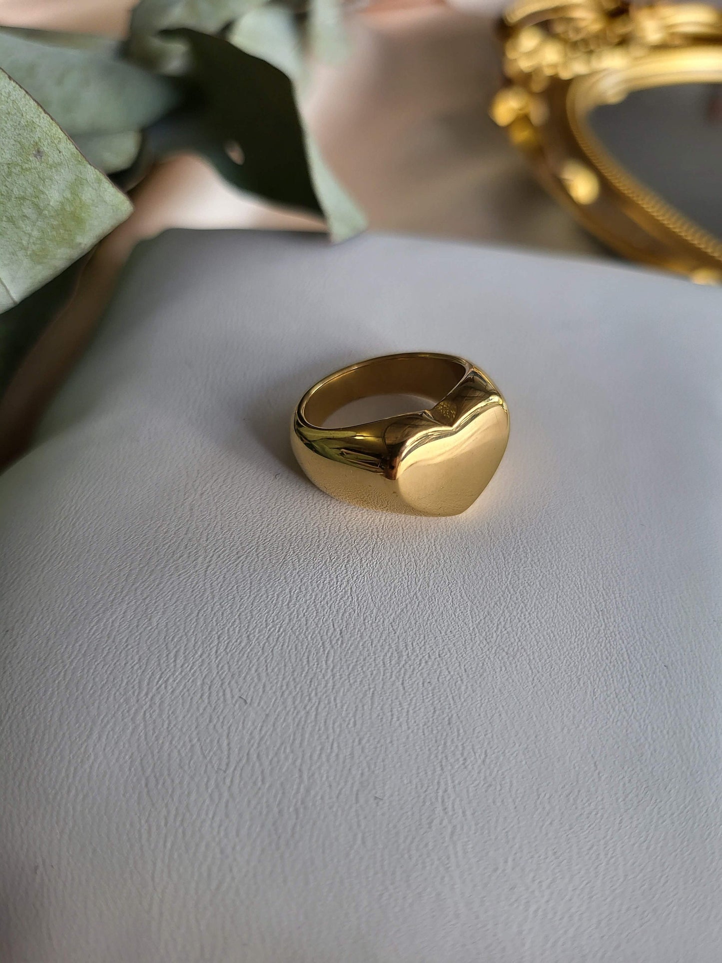 Gold Engraved Heart Ring ,Initial Name Ring, Custom Ring, Waterproof , High Quality Gift.