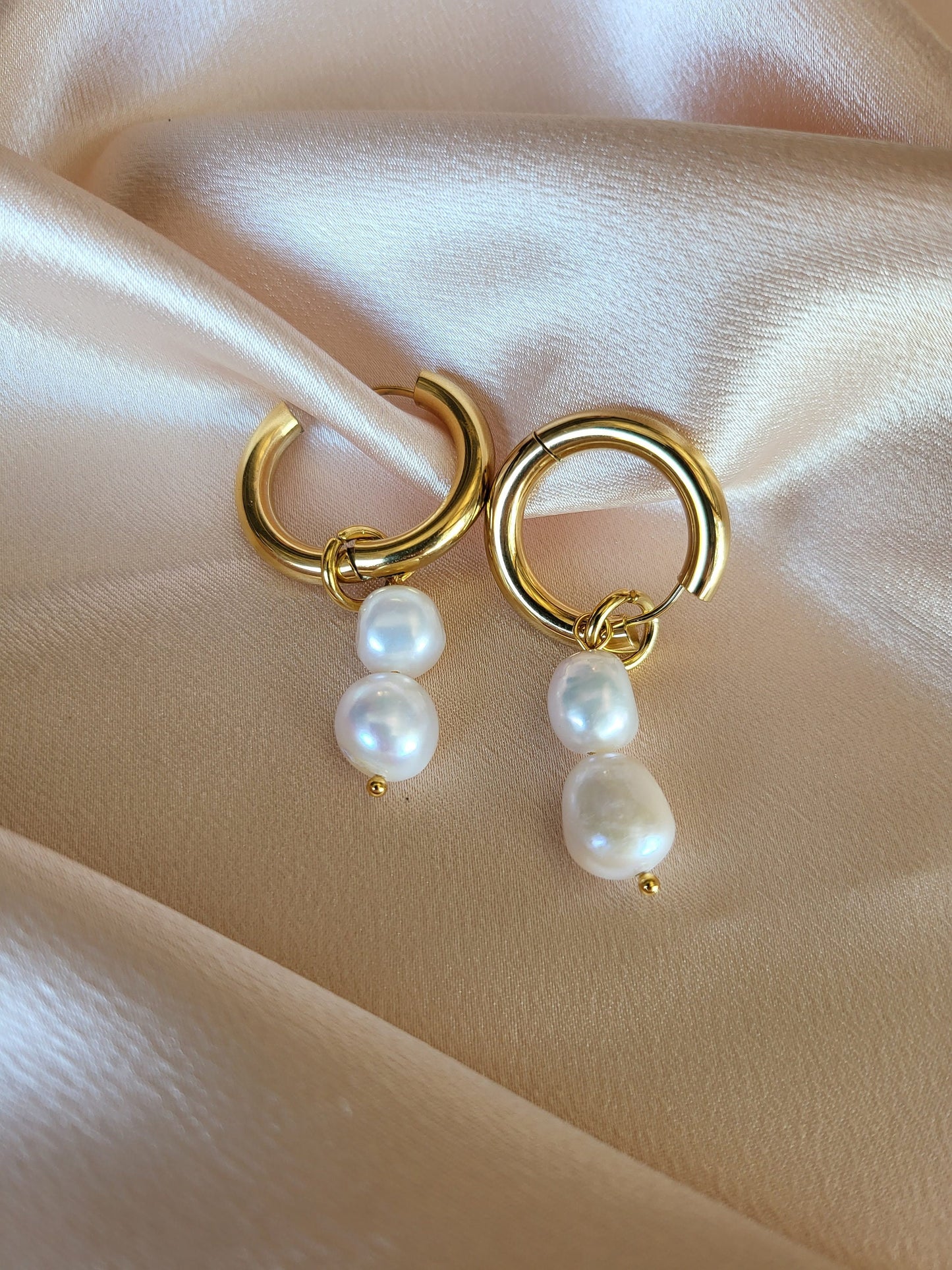 Gold Filled Hoop Earrings, Thick Hoop Earrings, Chunky Huggie Hoop Earrings For Women, Waterproof Jewelry.