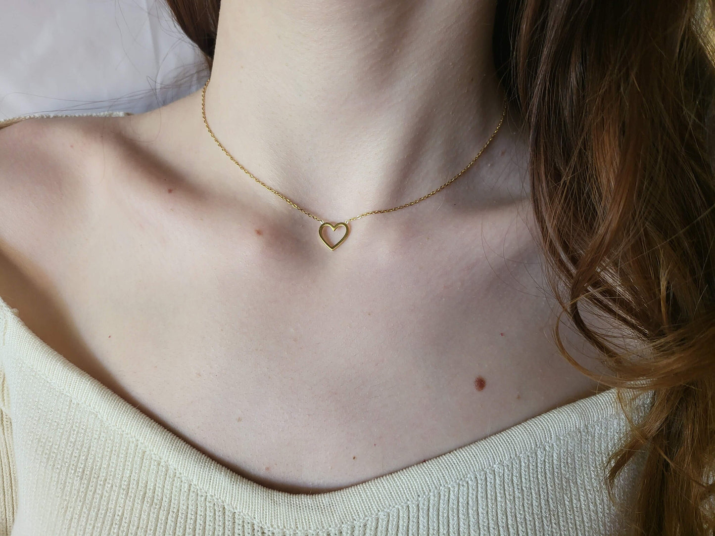 Gold Filled Heart Necklace ,Waterproof , Love Gift .