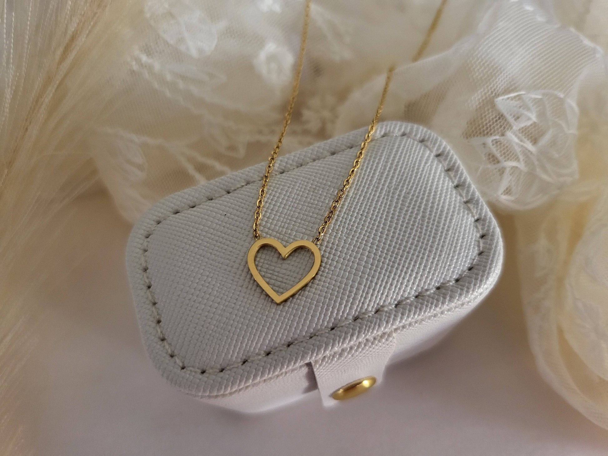 Gold Filled Heart Necklace ,Waterproof , Love Gift .