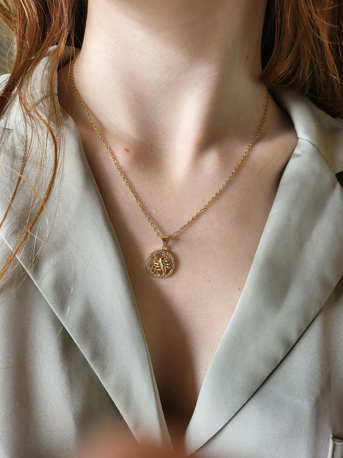 Gold Zodiac Coin Necklace, Leo Necklace, Scorpio Necklace, Astrology Jewelry, Birthday Gift.