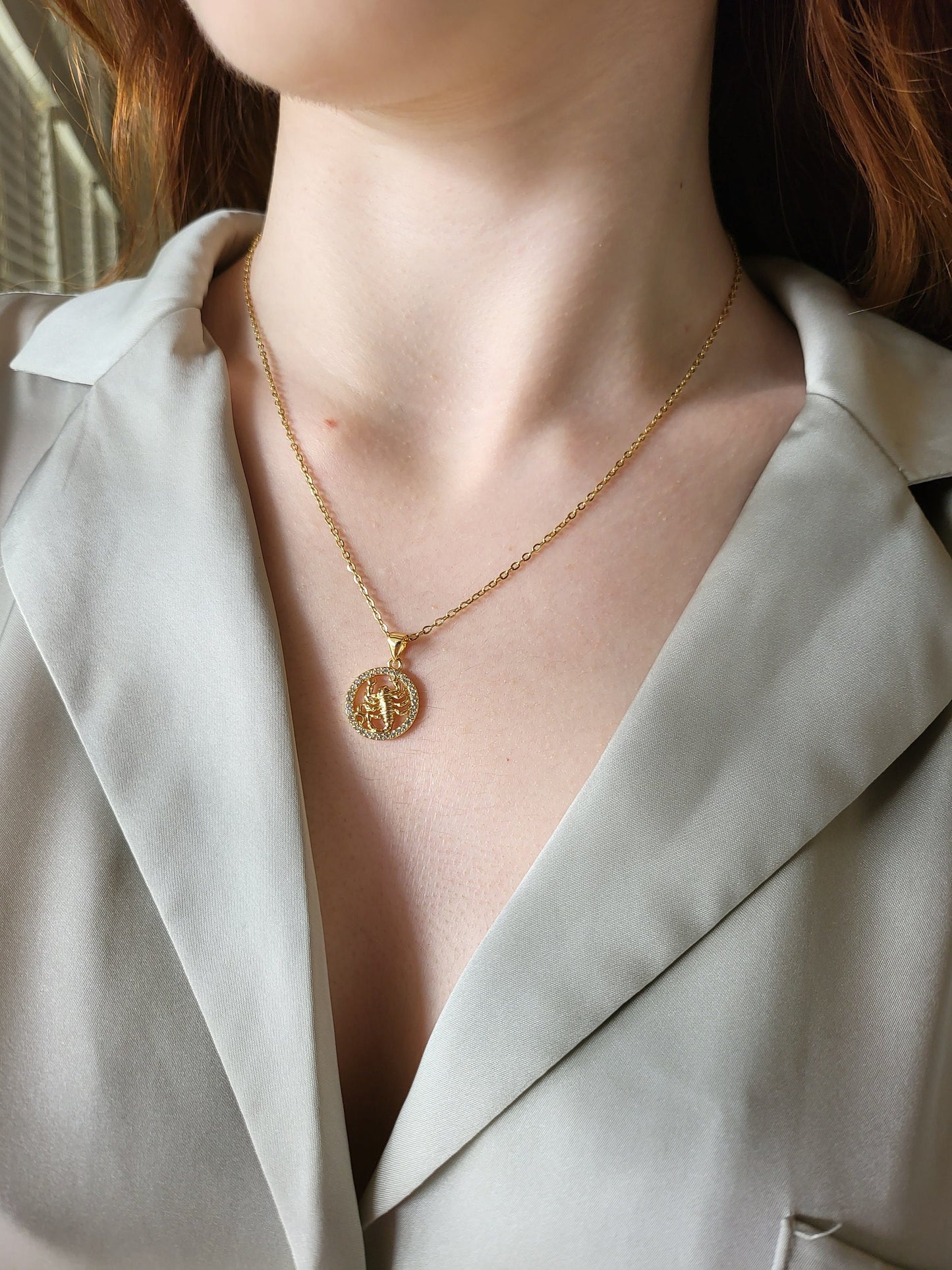 Gold Zodiac Coin Necklace, Leo Necklace, Scorpio Necklace, Astrology Jewelry, Birthday Gift.