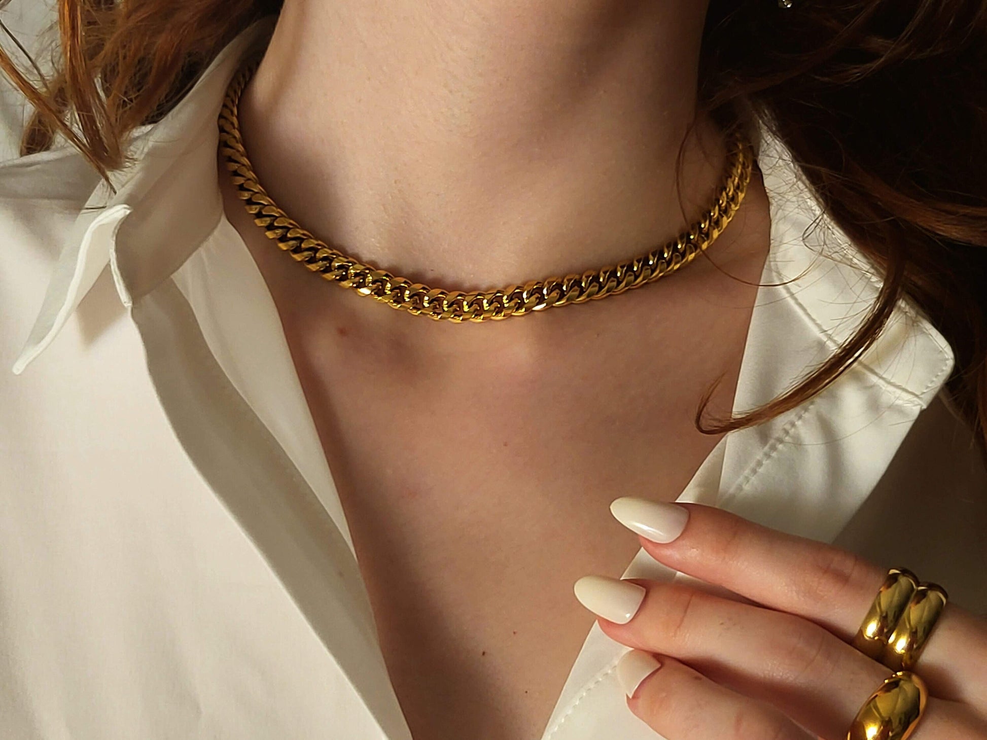 Gold Filled Non Tarnish Cuban Chain Bracelet,Necklace,WATERPROOF.