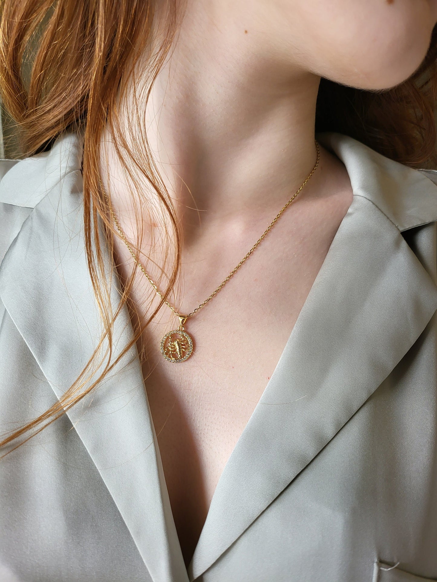 Gold Zodiac Coin Necklace, Leo Necklace, Scorpio Necklace, Astrology Jewelry, Birthday Gift.