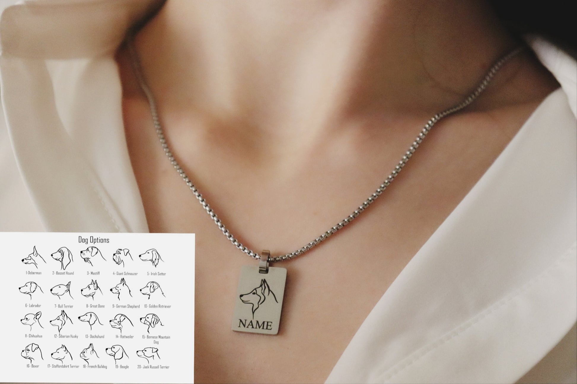 Engraved Custom Dog Necklace, Pet Jewelry,WATERPROOF.