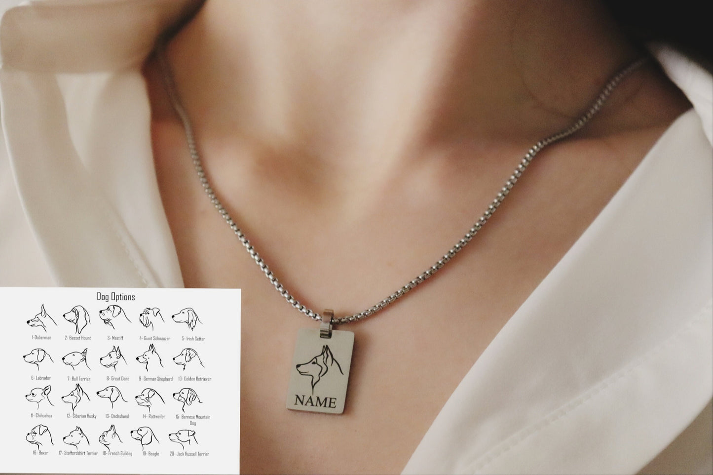 Engraved Custom Dog Necklace, Pet Jewelry,WATERPROOF.
