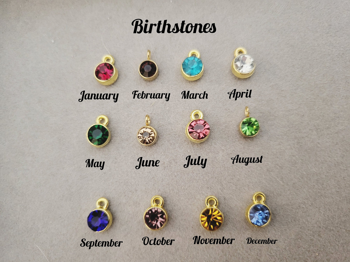 ADD Your Birth Stone , Crystal Birth Month Charm , Minimal Dainty Jewelry.