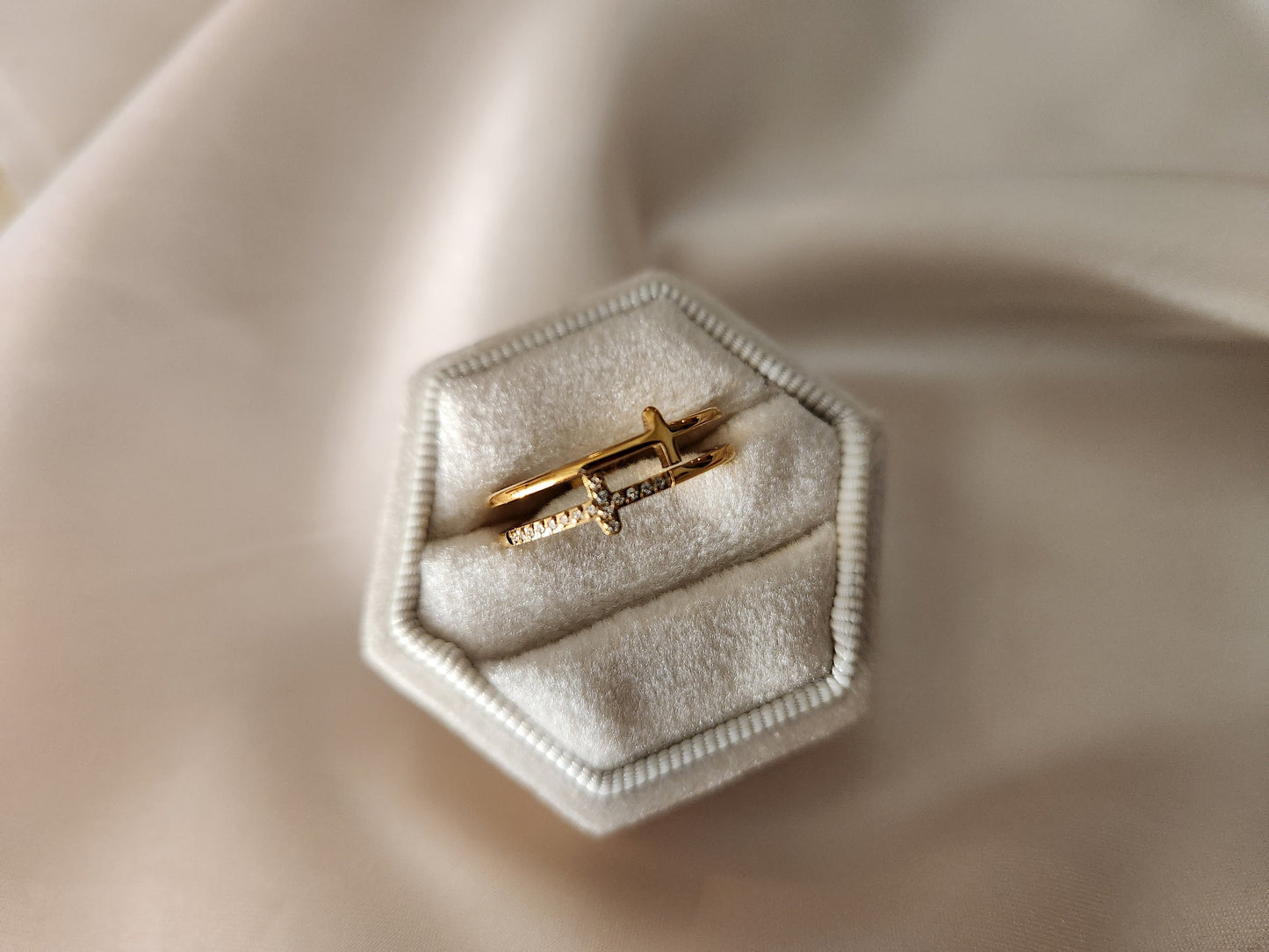 Gold Filled Cross Ring , Waterproof , High Quality , Minimalist Gift.