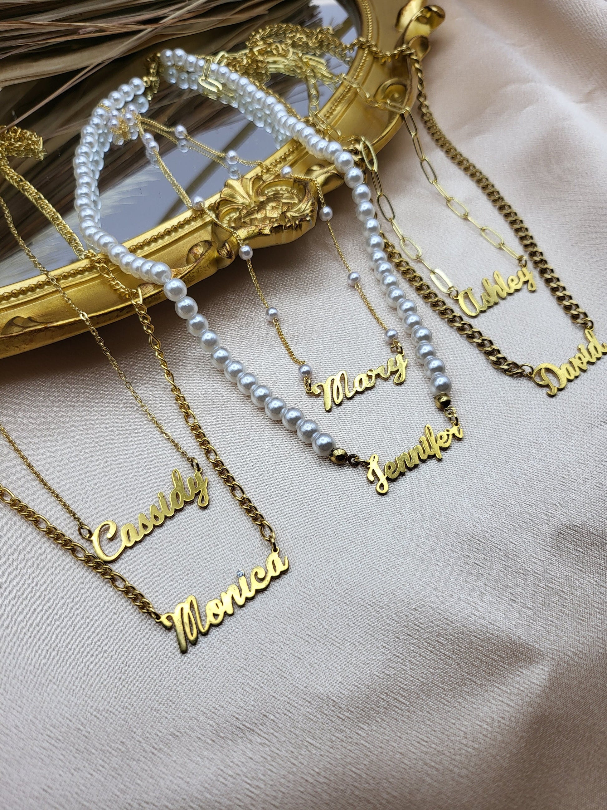 Gold Filled Custom Triple ,Double, Single Name Necklace, Choose Your Chain, Gold Name Necklace, Handmade Jewelery, Mothers Day Gift.