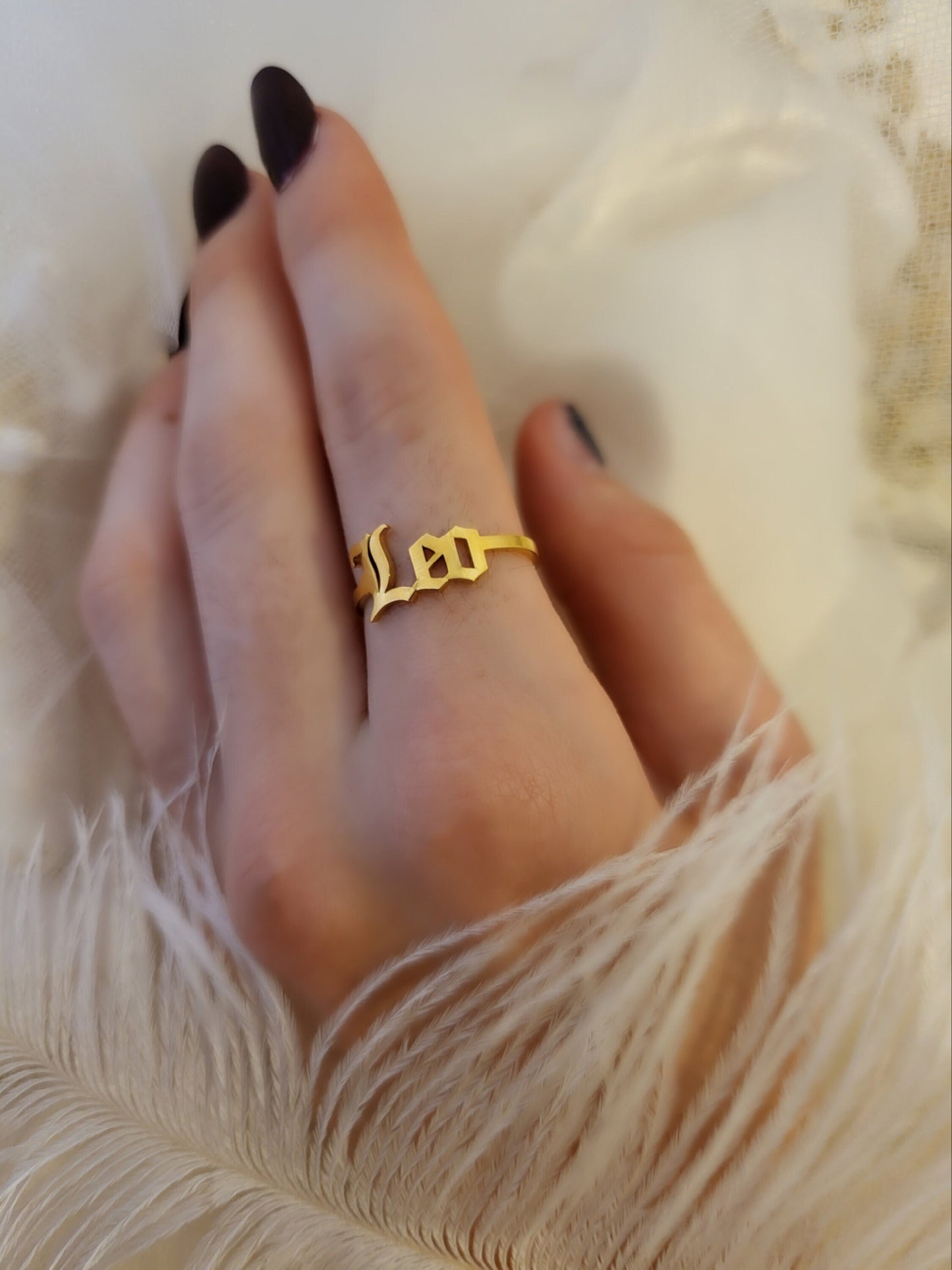 Gold Filled Adjustable Zodiac Ring , Waterproof , High Quality, Birthday Gift.