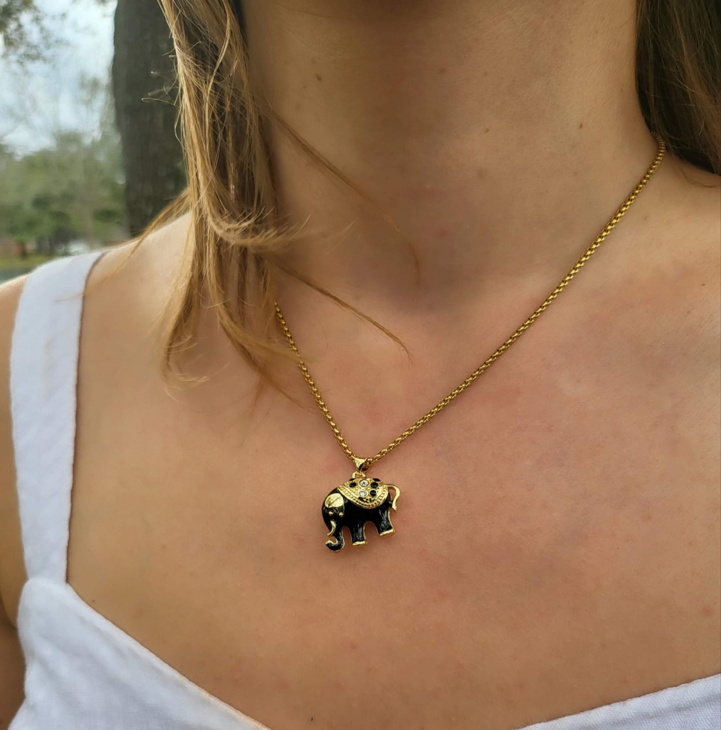 Gold Filled Elephant Necklace, WATERPROOF Adjustable Chains, Gift For Her.