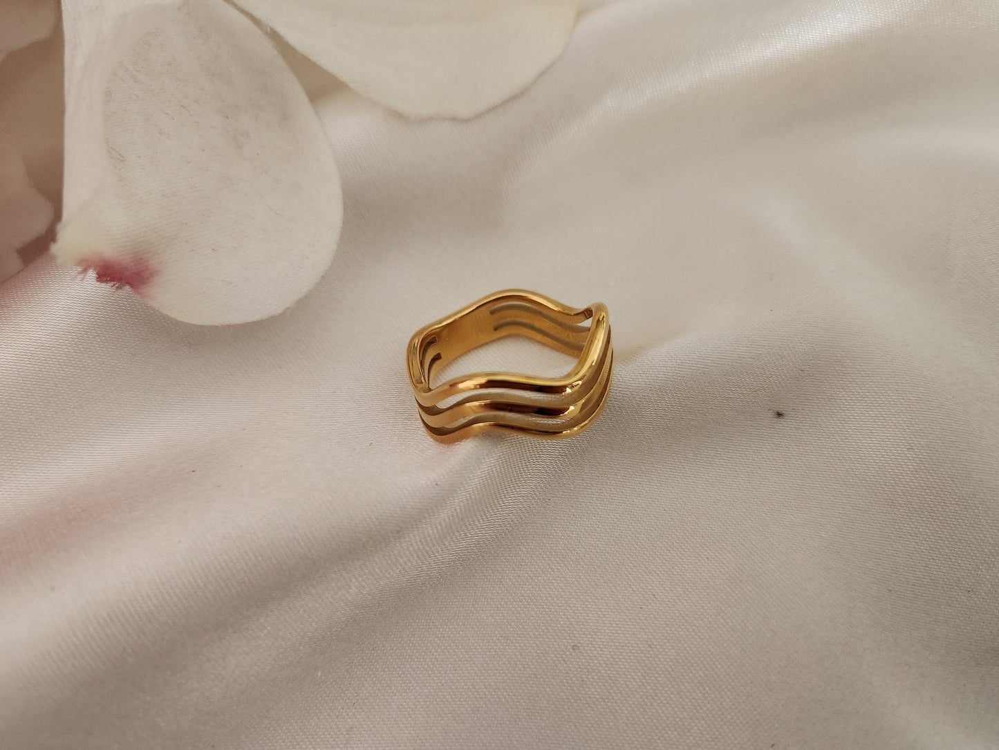 Gold Filled Triple Band Ring , Waterproof , High Quality, Birthday Gift.