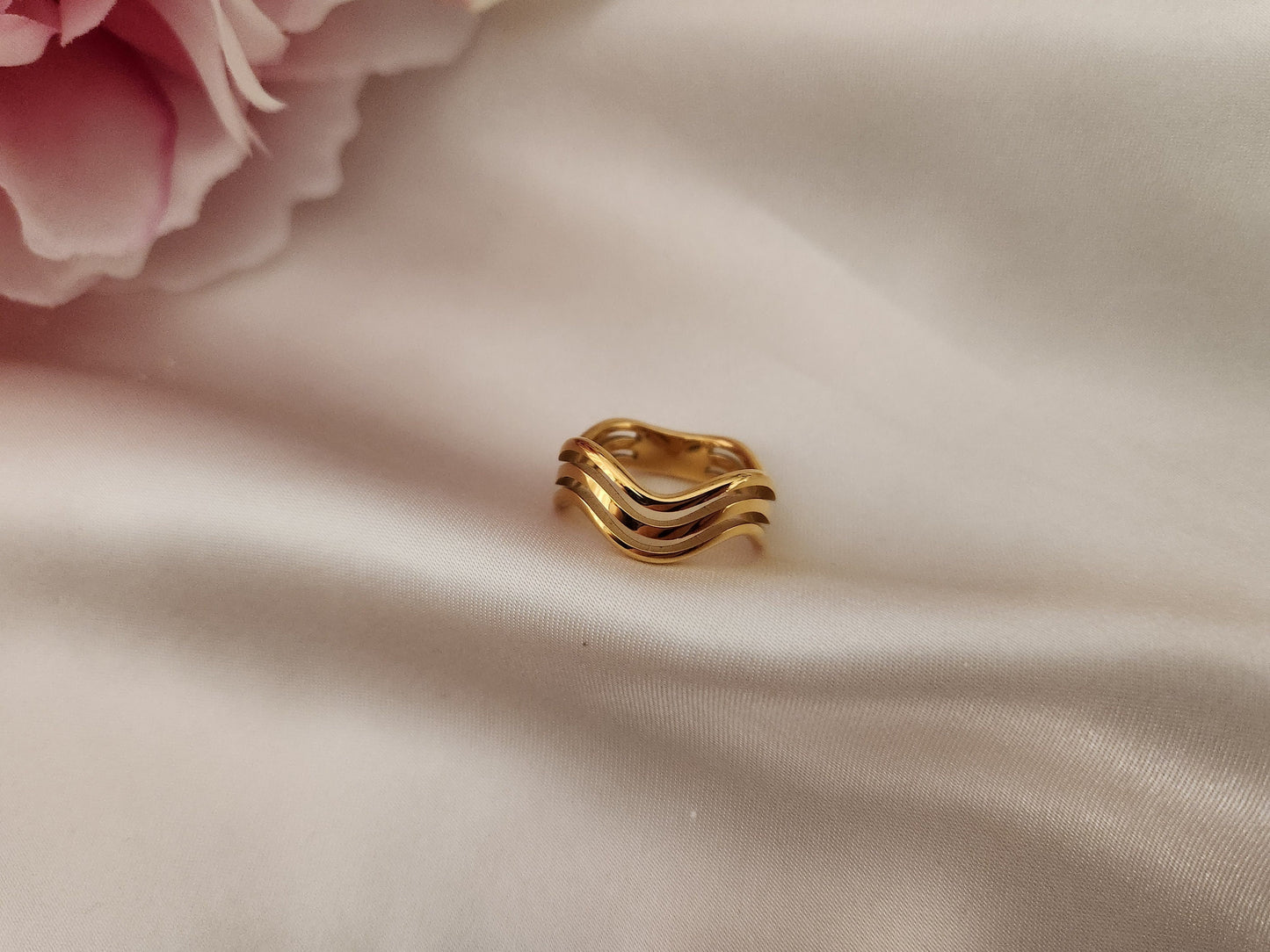 Gold Filled Triple Band Ring , Waterproof , High Quality, Birthday Gift.