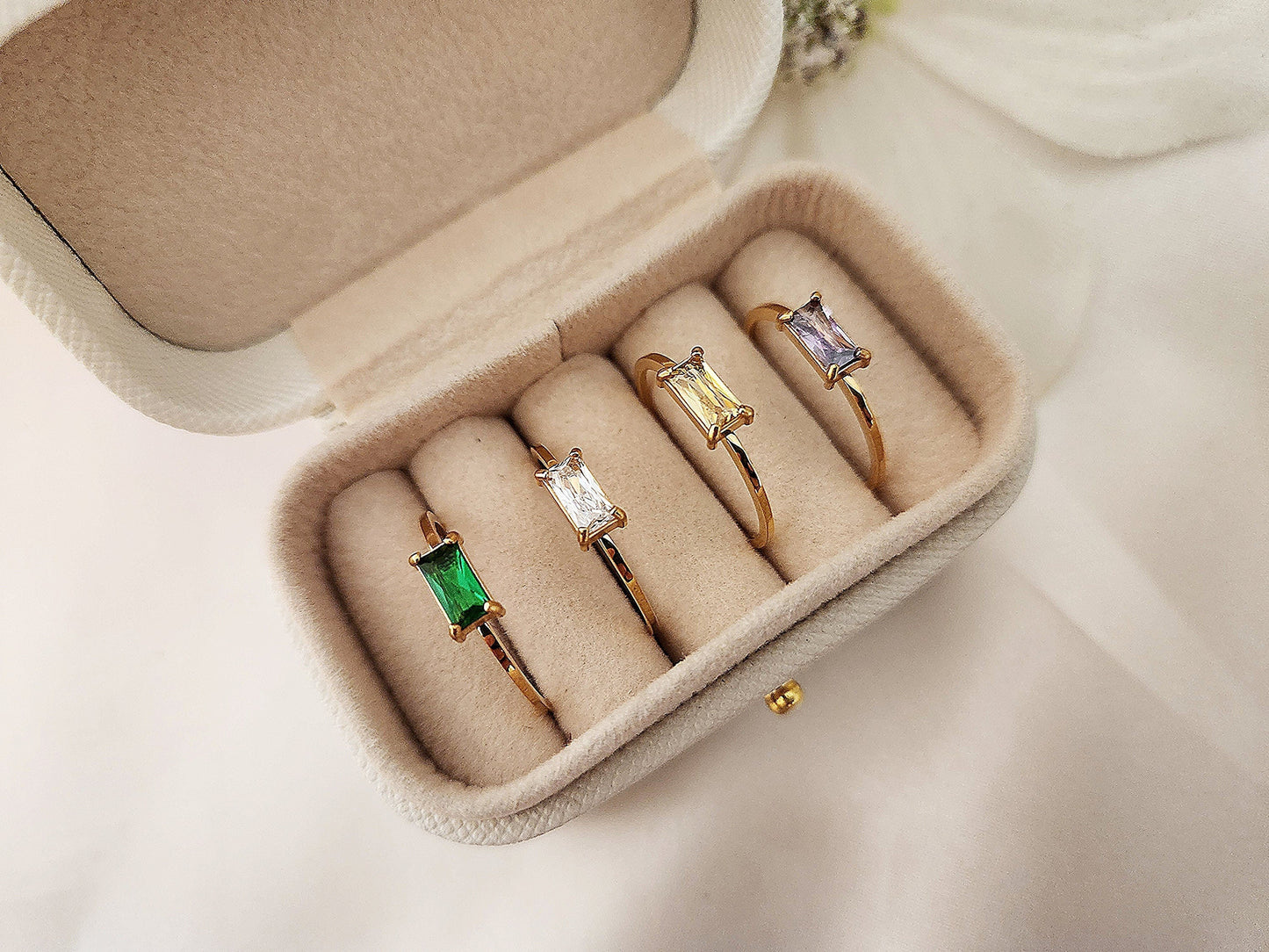 Gold Filled Emerald Signet Ring , Birthstone Rings Gift, Gift for Her , Tarnish Free Jewelry.