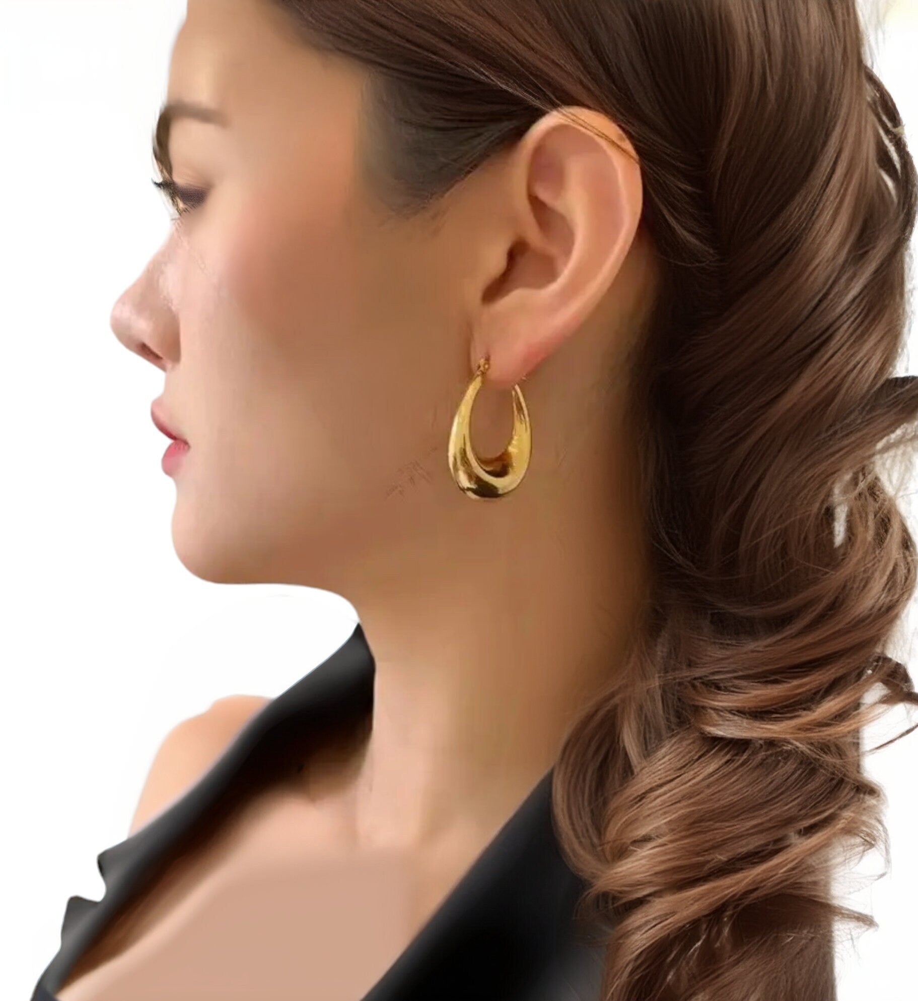 Gold Hoop Earrings , Waterproof , High Quality.