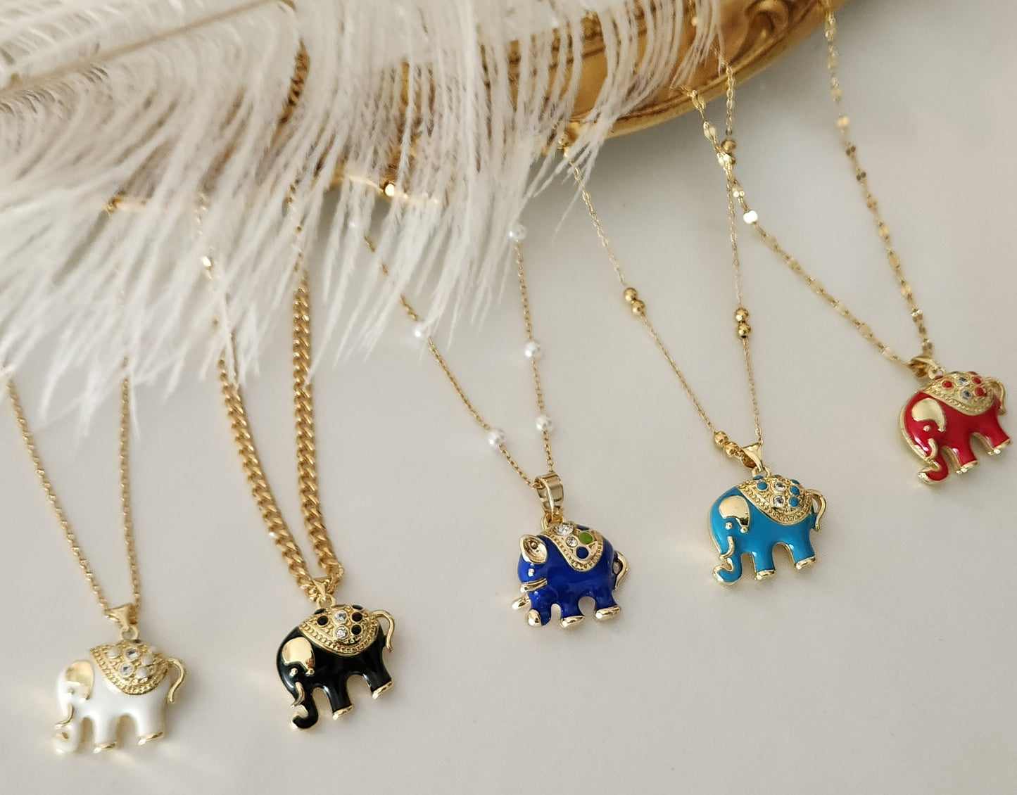 Gold Filled Elephant Necklace, WATERPROOF Adjustable Chains, Gift For Her.