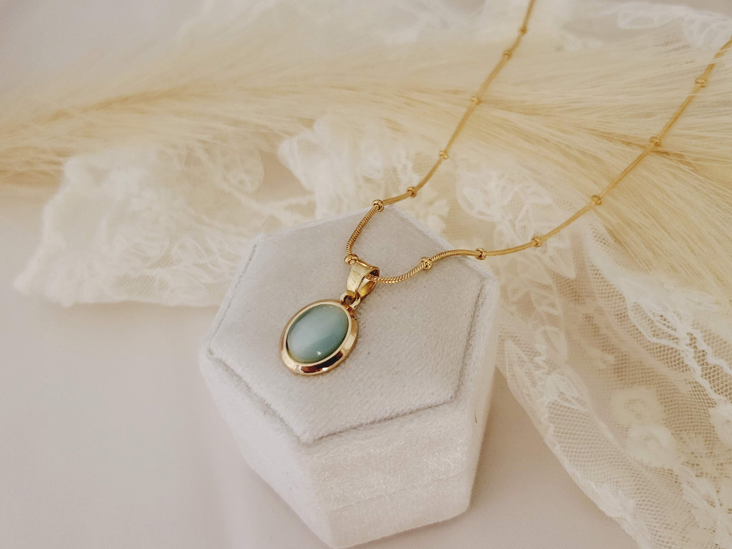 Gold Filled Opal Sky Blue Necklace, Gemstone Necklace, Gift For Her.