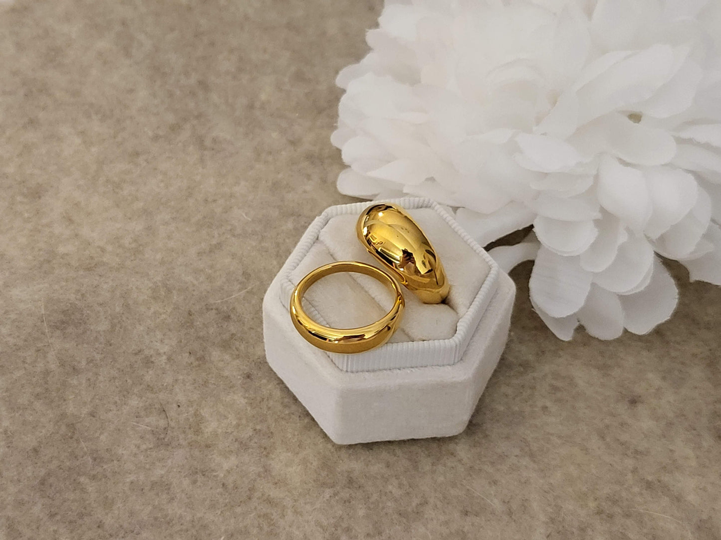 Gold Filled Dome or Narrow Ring, Waterproof , High Quality ,Gift For Her.