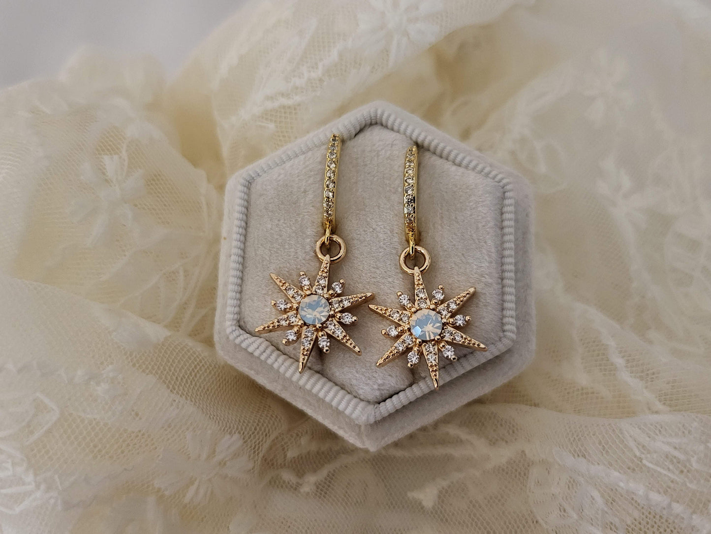 Star Necklace, Star Earrings, WATERPROOF Adjustable Chains.