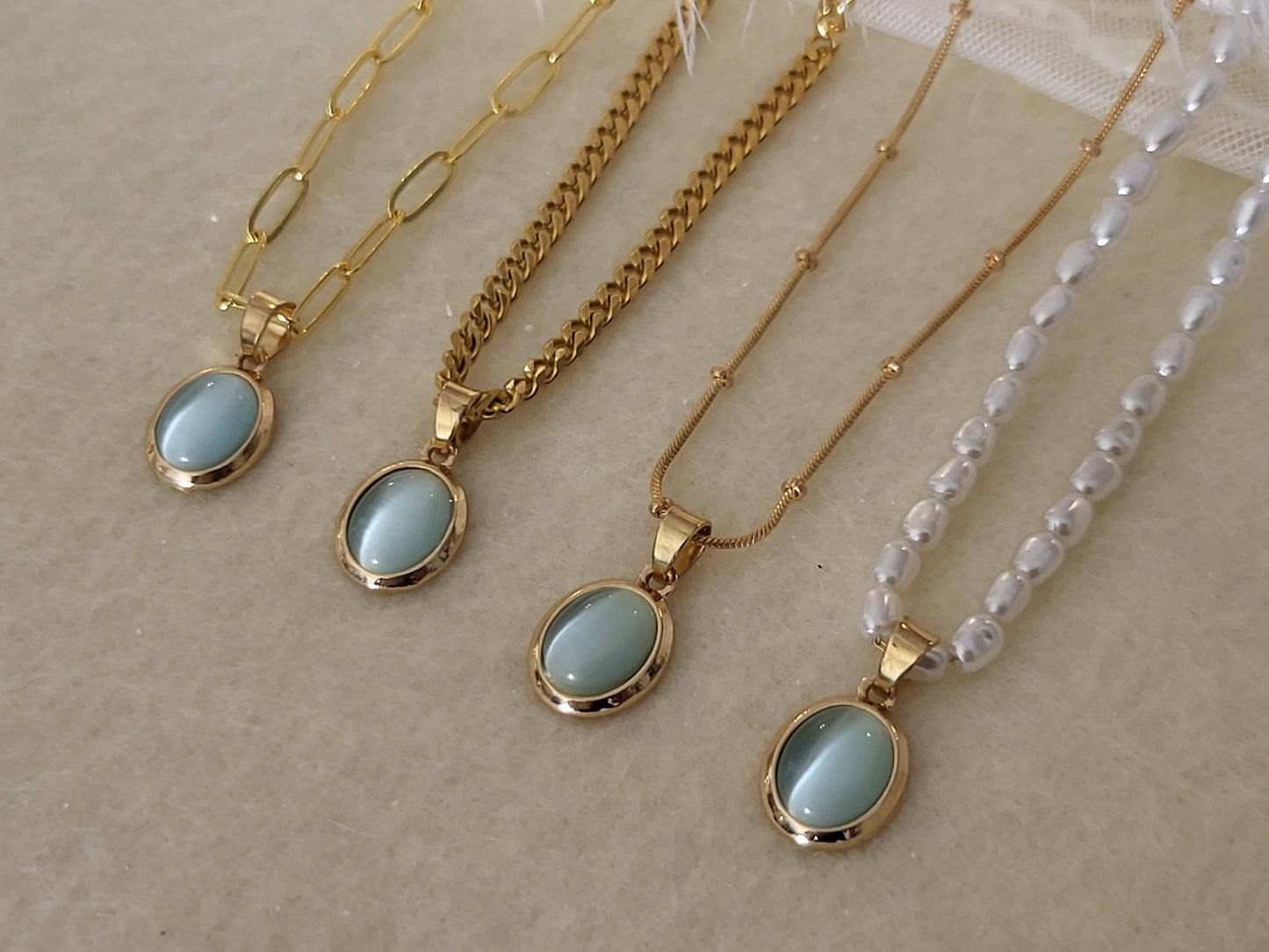 Gold Filled Opal Sky Blue Necklace, Gemstone Necklace, Gift For Her.