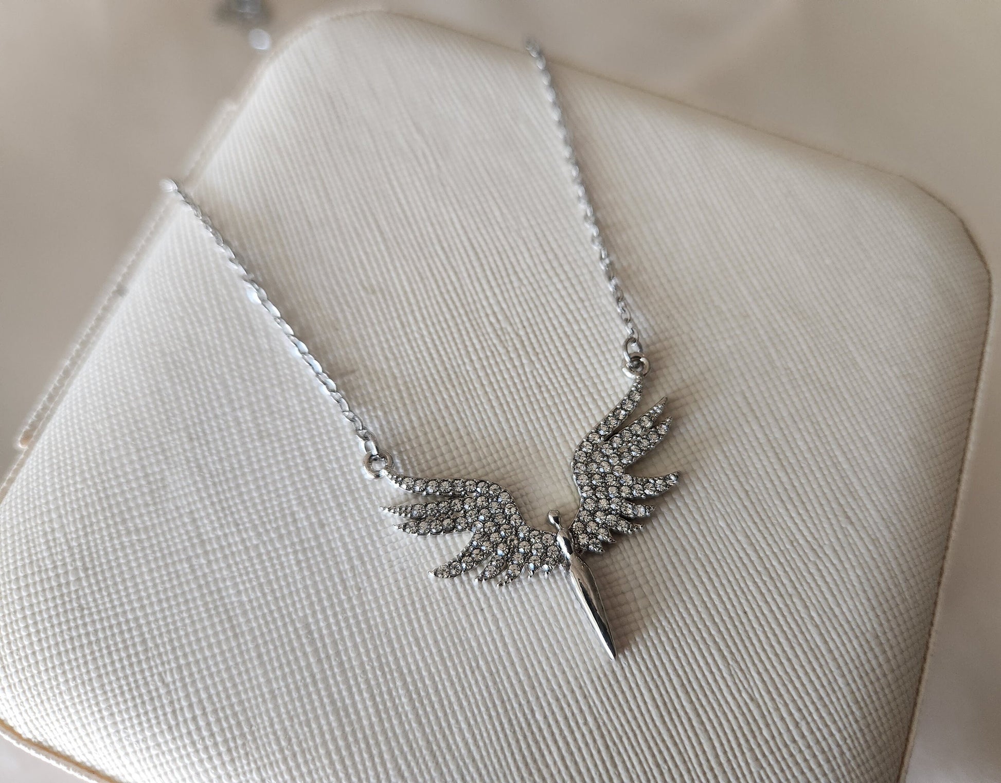 Gold Filled Angel Wings Necklace ,Protection Pave Necklace,WATERPROOF.