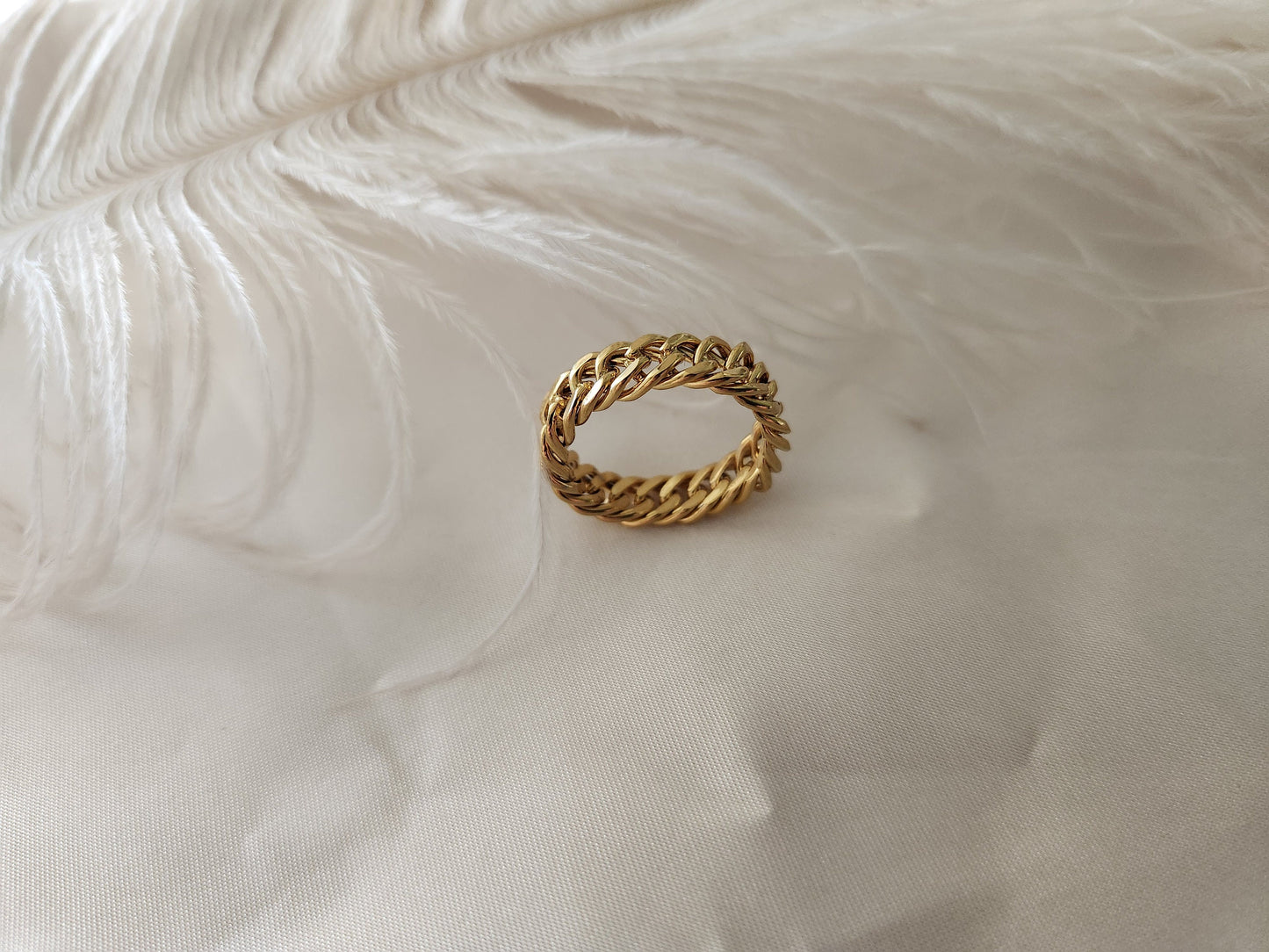 Gold Filled Chain Ring , Waterproof , High Quality, Birthday Gift.