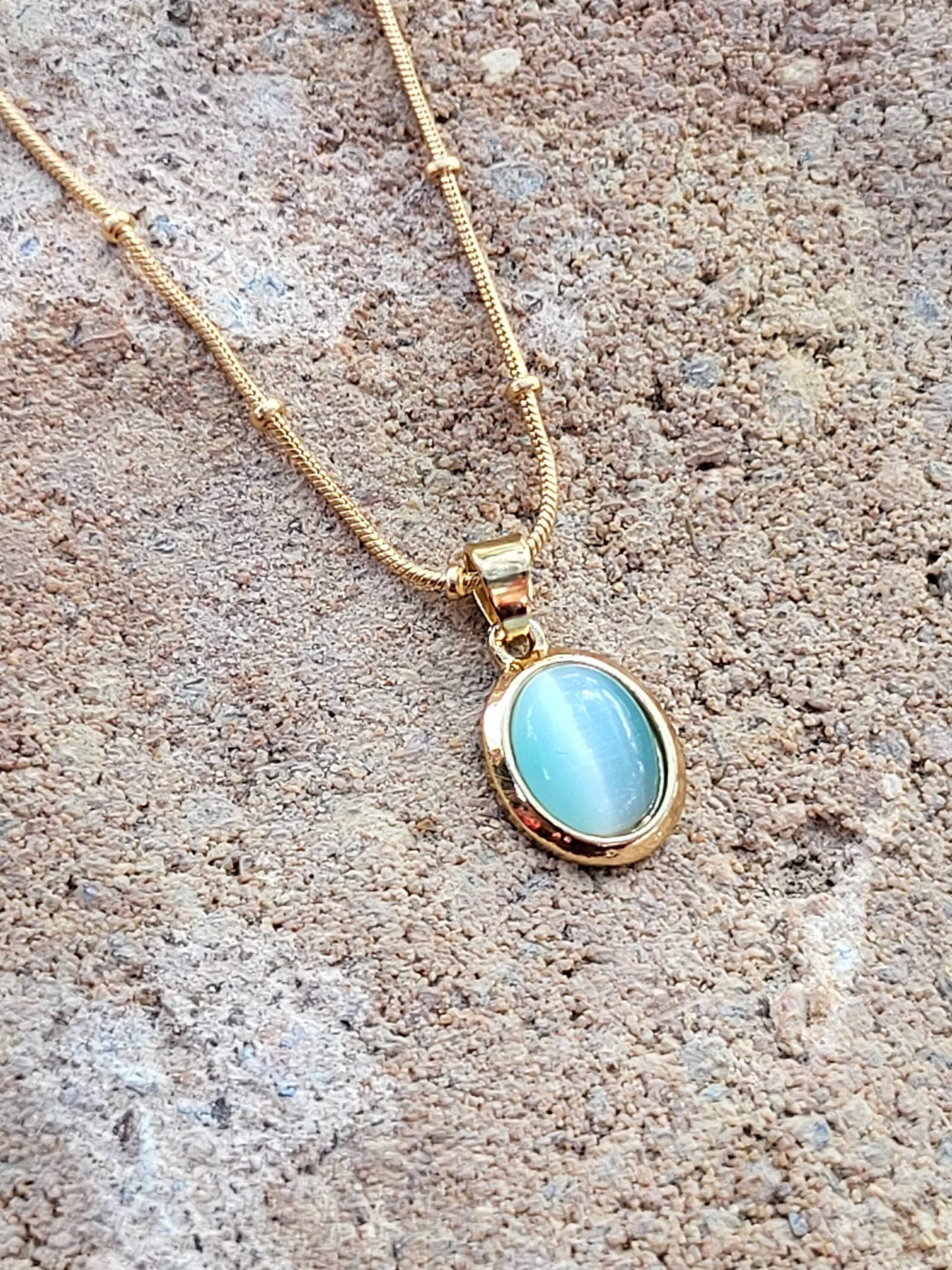 Gold Filled Opal Sky Blue Necklace, Gemstone Necklace, Gift For Her.