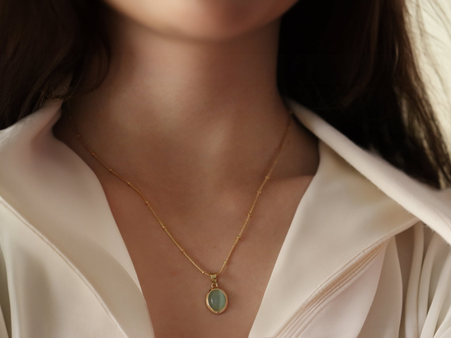 Gold Filled Opal Sky Blue Necklace, Gemstone Necklace, Gift For Her.