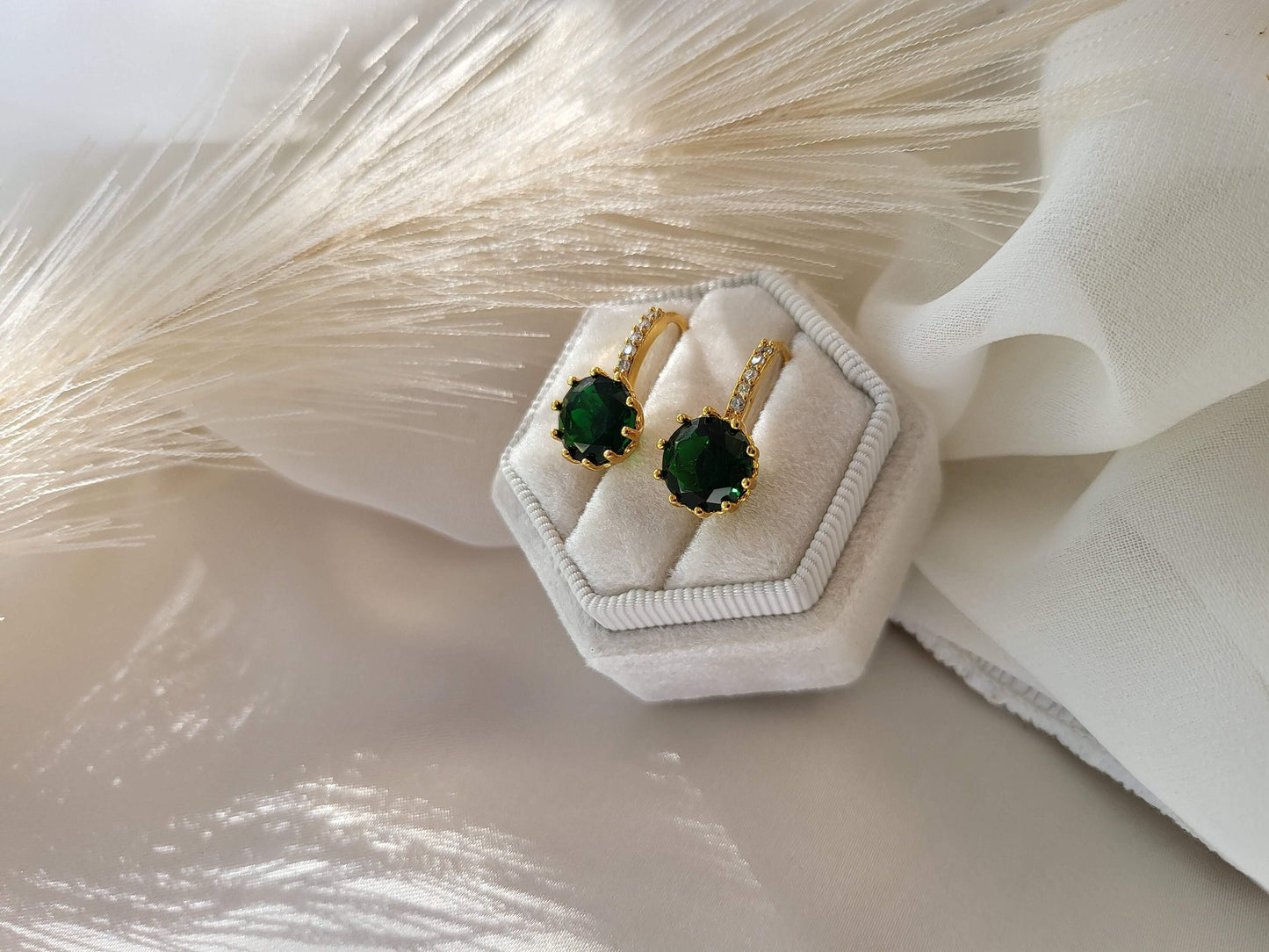 Jade Black -Emerald Green Earrings, Anniversary Gift.