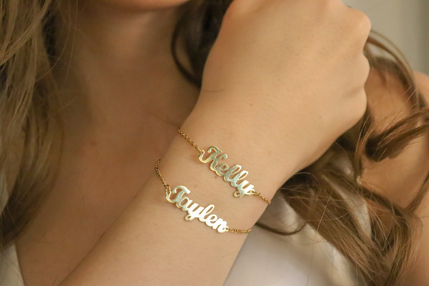 Gold Filled Non Tarnish Name Chain Bracelet, WATERPROOF.