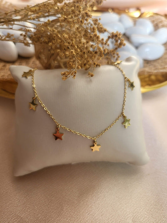 Gold Filled Star Bead Necklace, WATERPROOF, Star Bracelet, WATERPROOF, Gift For Her.