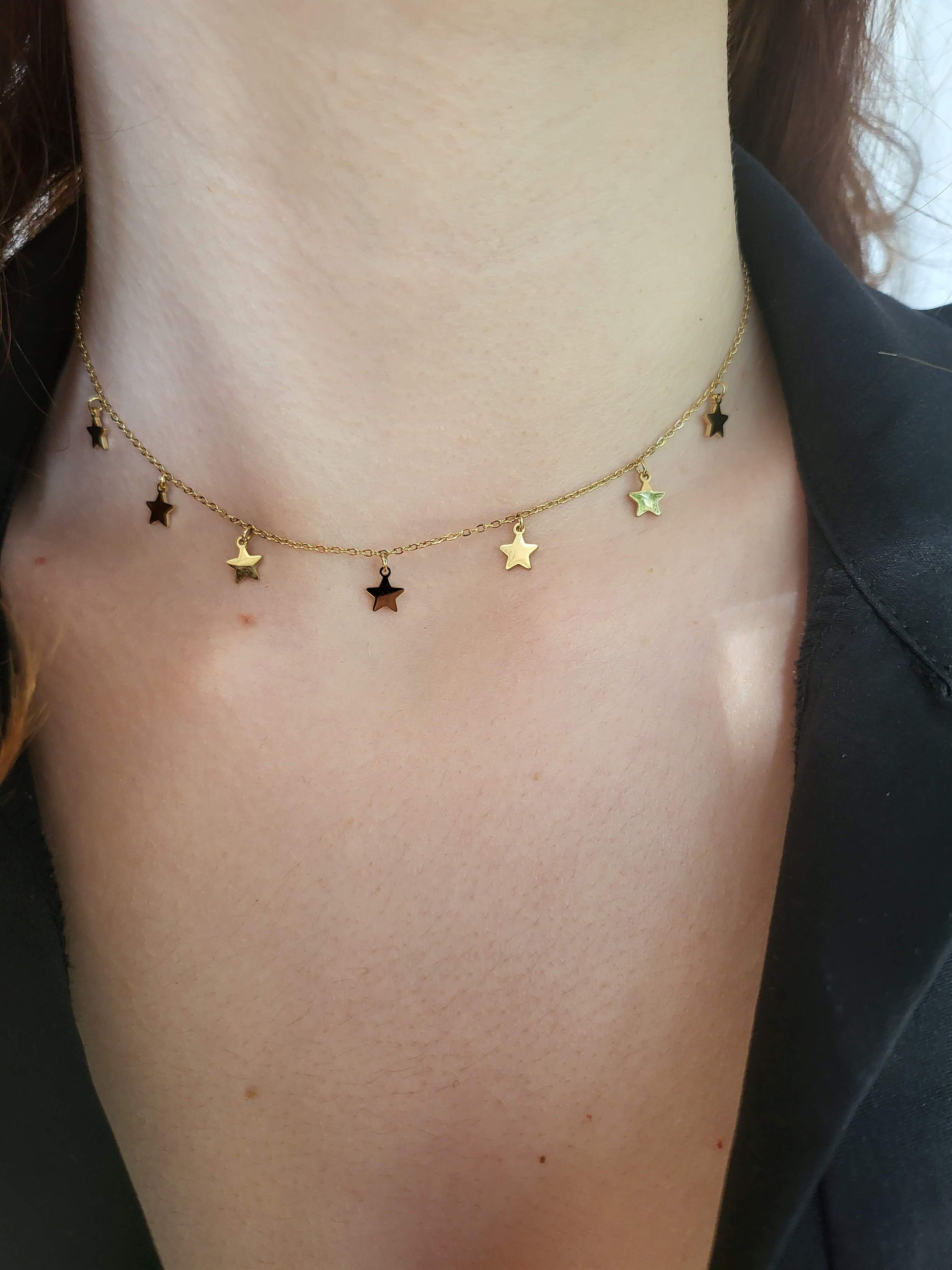 Gold Filled Star Bead Necklace, WATERPROOF, Star Bracelet, WATERPROOF, Gift For Her.