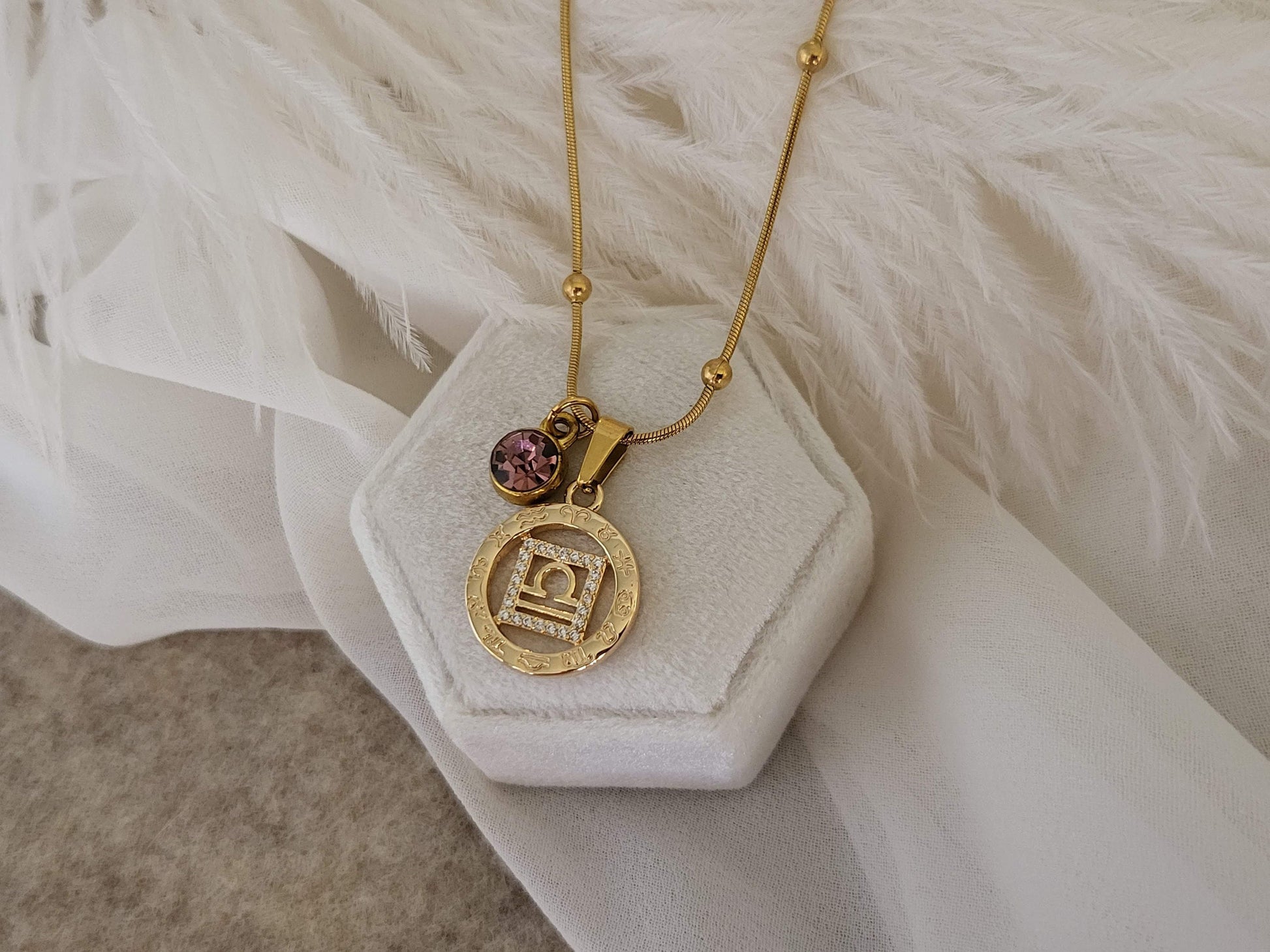 Gold Filled Zodiac Coin Necklace, Add your Birthstone, Leo Necklace, Scorpio Necklace, Astrology Jewelry, Birthday Gift.