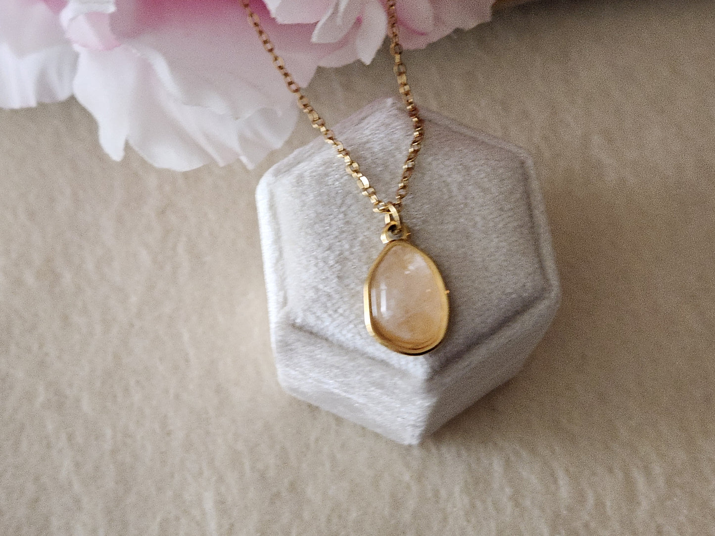 Gold Jade Necklace, Luck Necklace, Stone Pendant Necklace, Gift For Her, Natural Stone Necklace.