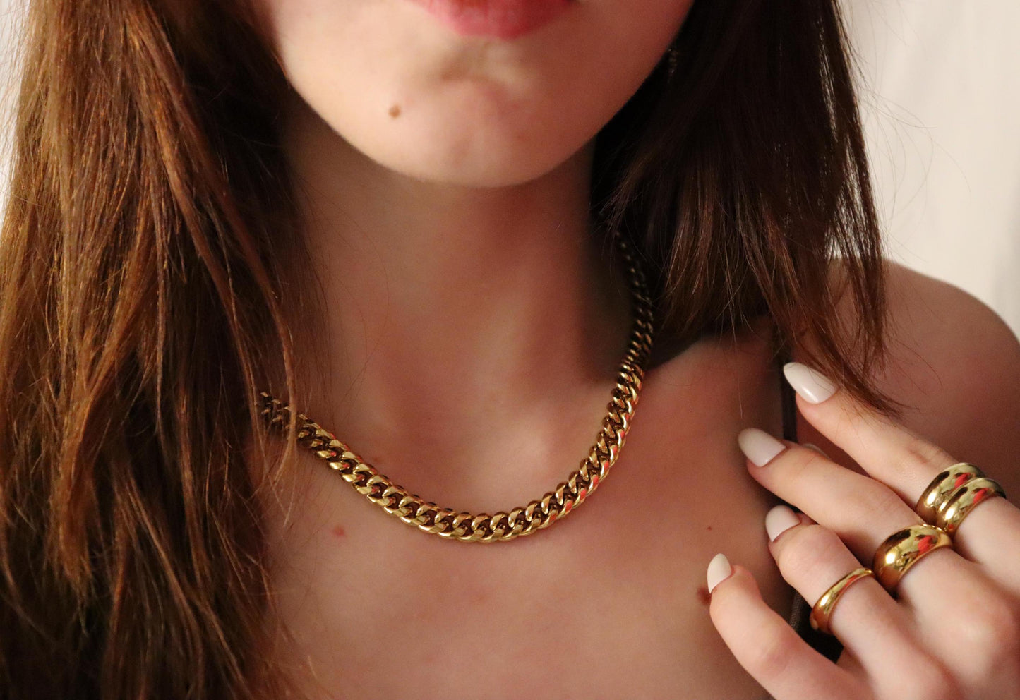 Gold Filled Non Tarnish Cuban Chain Bracelet,Necklace,WATERPROOF.