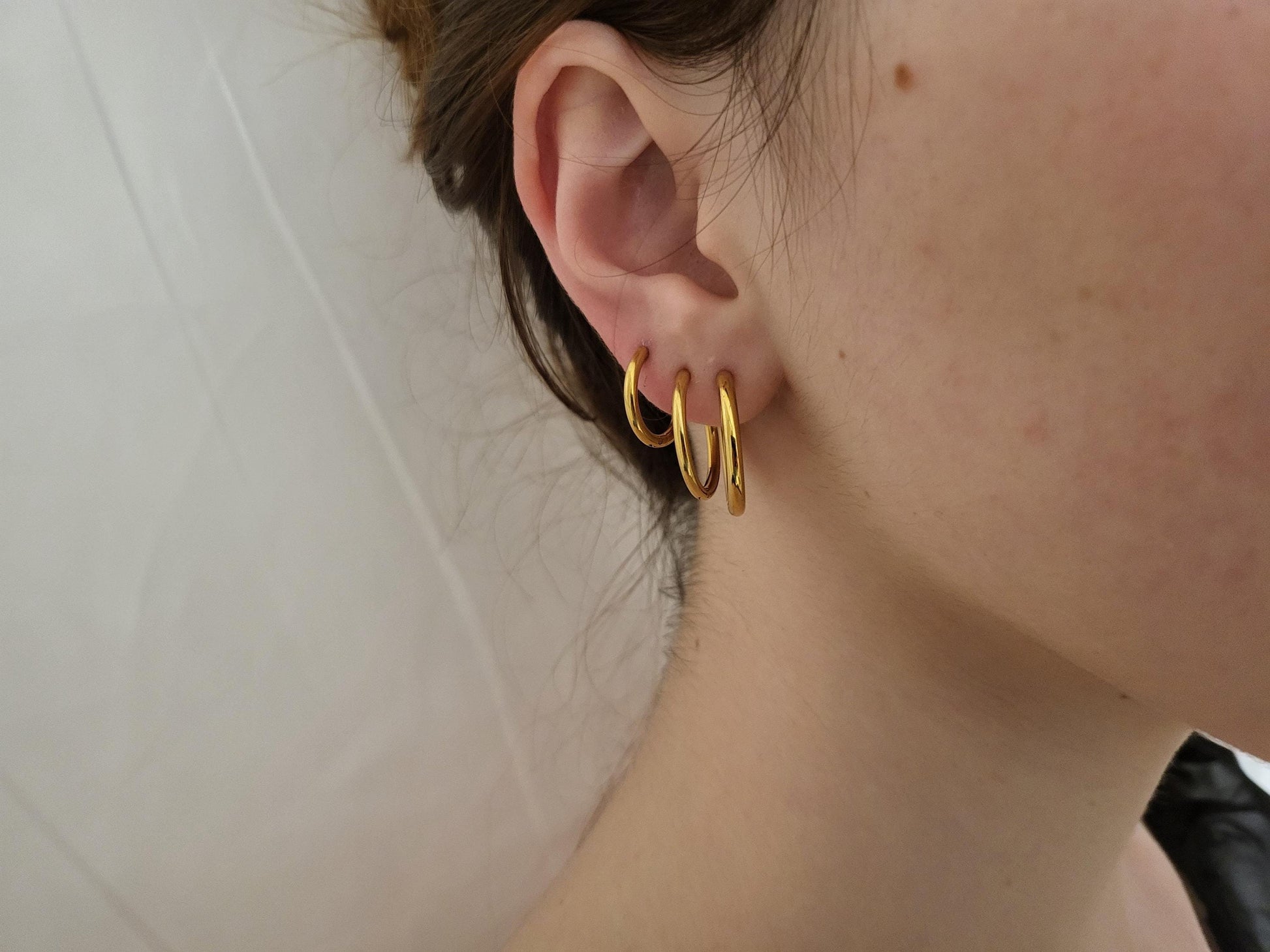 Gold Filled Hoop Earrings, Thin Hoop Earrings, Huggie Hoop Earrings For Women, Waterproof Jewelry.