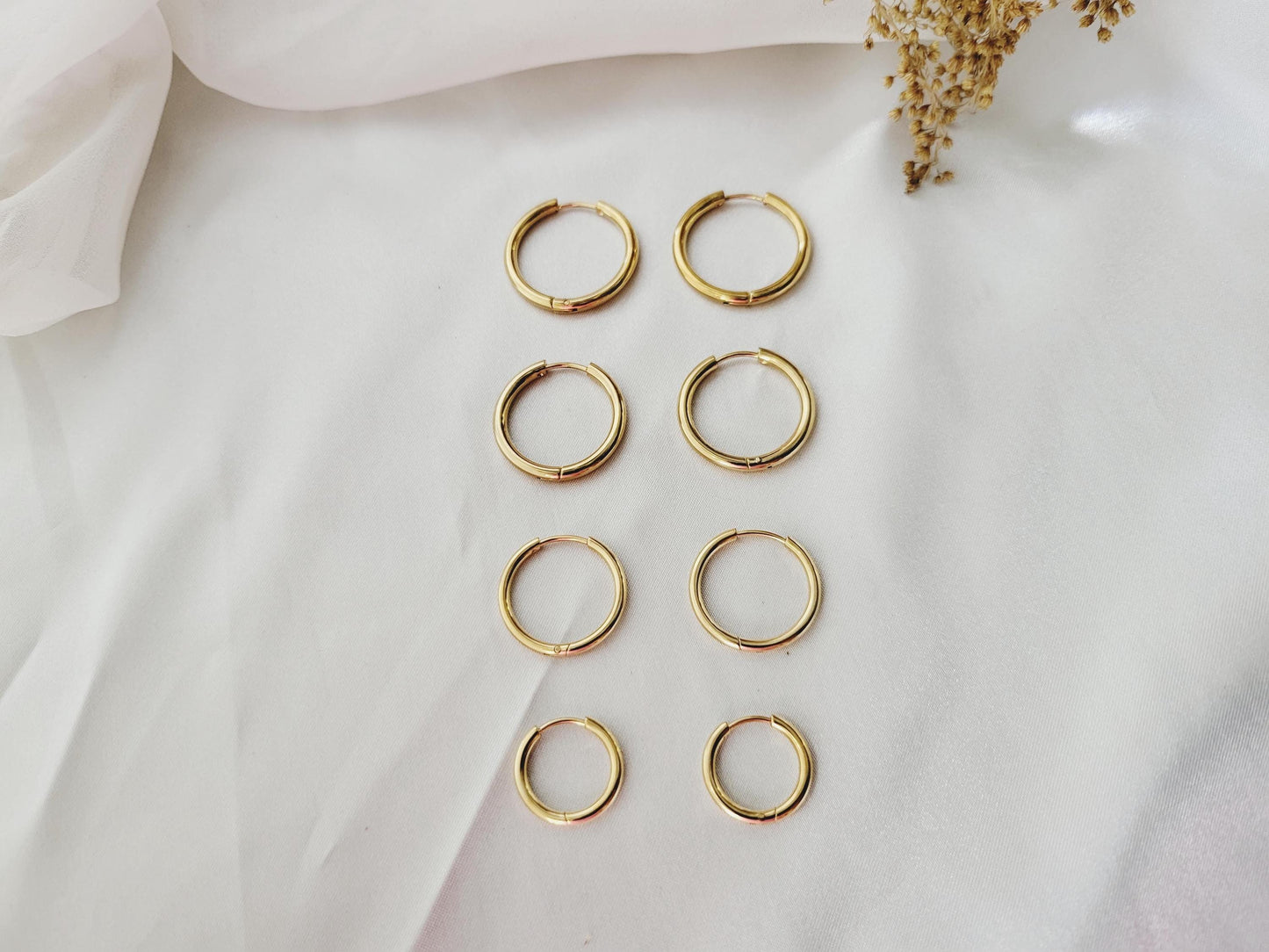 Gold Filled Hoop Earrings, Thin Hoop Earrings, Huggie Hoop Earrings For Women, Waterproof Jewelry.