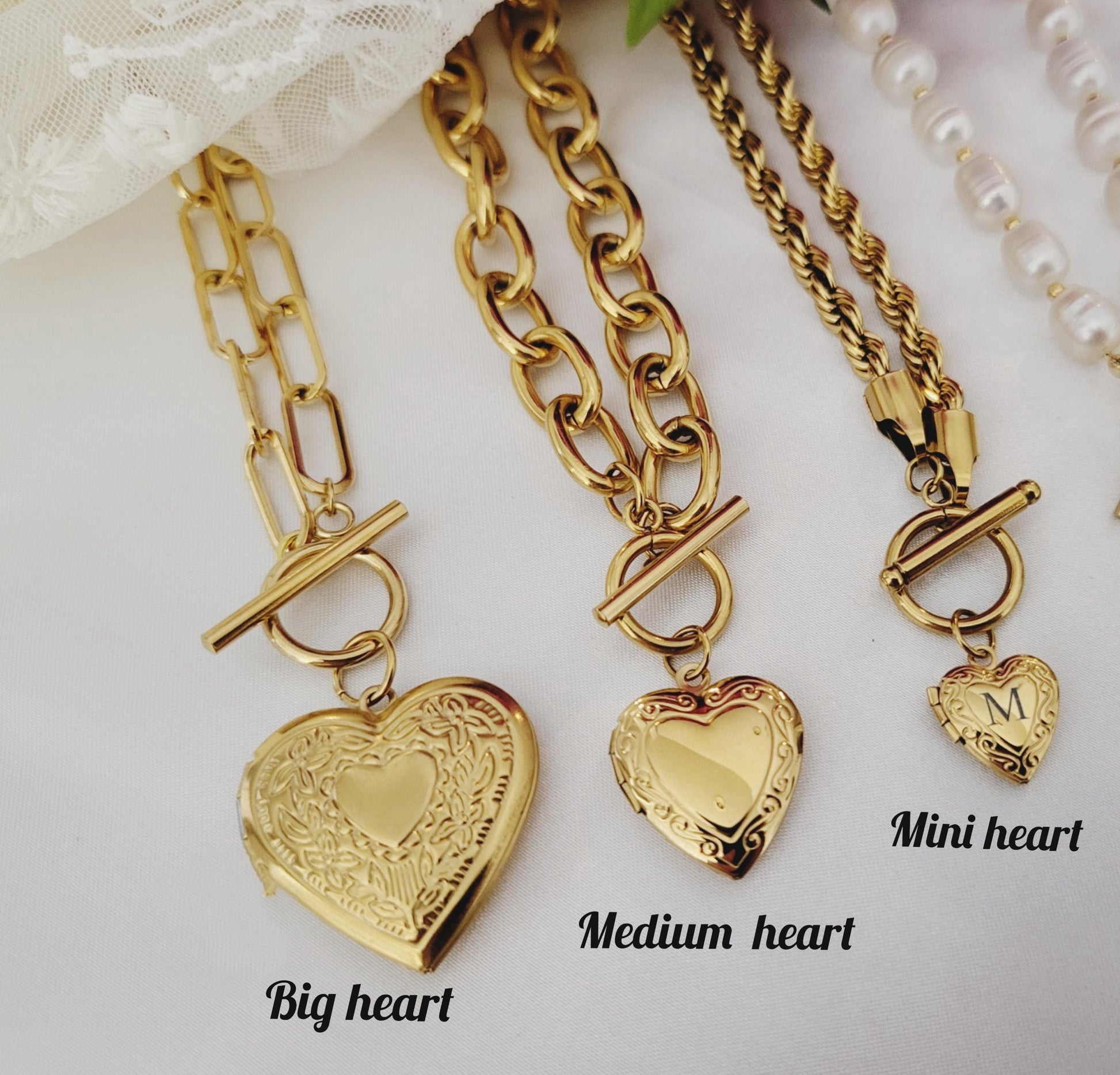 Gold Heart Locket Toggle Necklace with Photo, Engraved Heart Locket, Personalized gift.