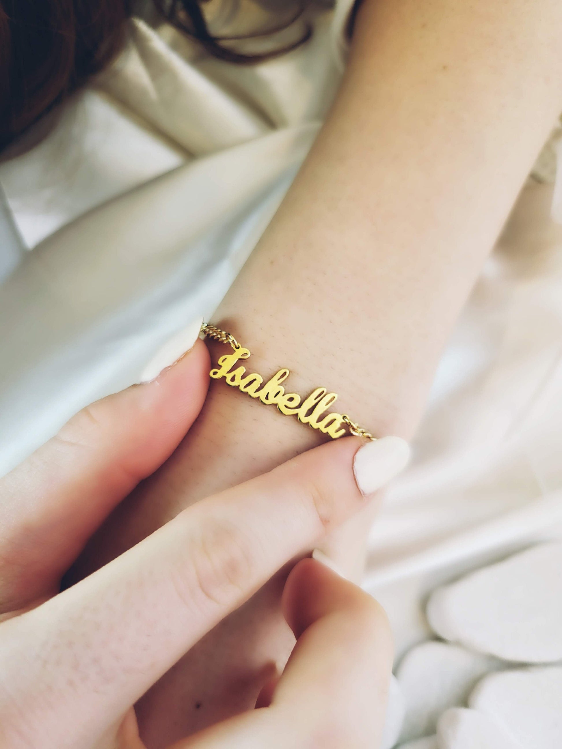 Gold Filled Non Tarnish Name Chain Bracelet, WATERPROOF.