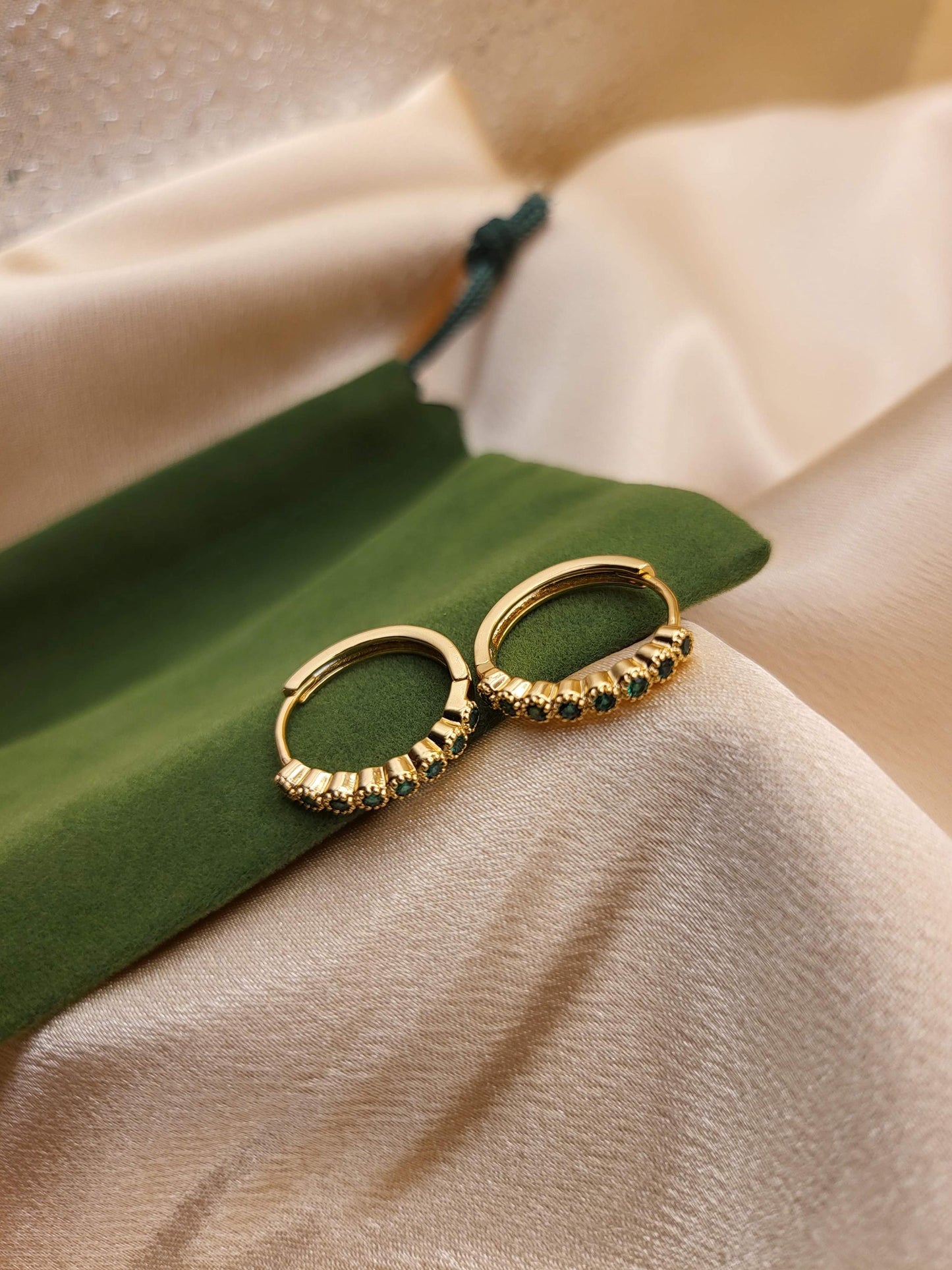 Gold Filled Green Jade Earrings, WATERPROOF Jade Hoops, Gifts for Her.