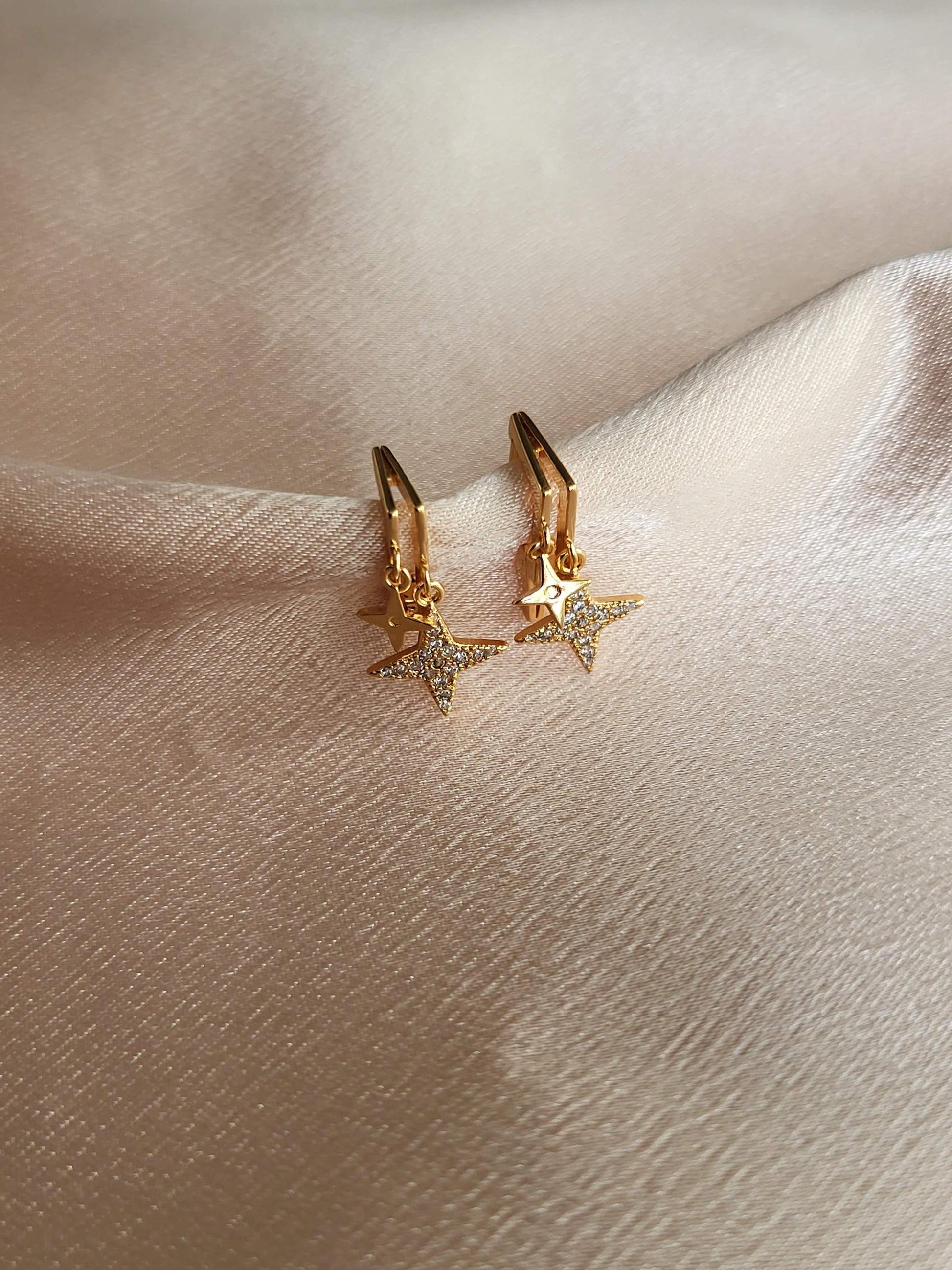 Gold Filled Small Star Earrings, WATERPROOF , Gift For Her.